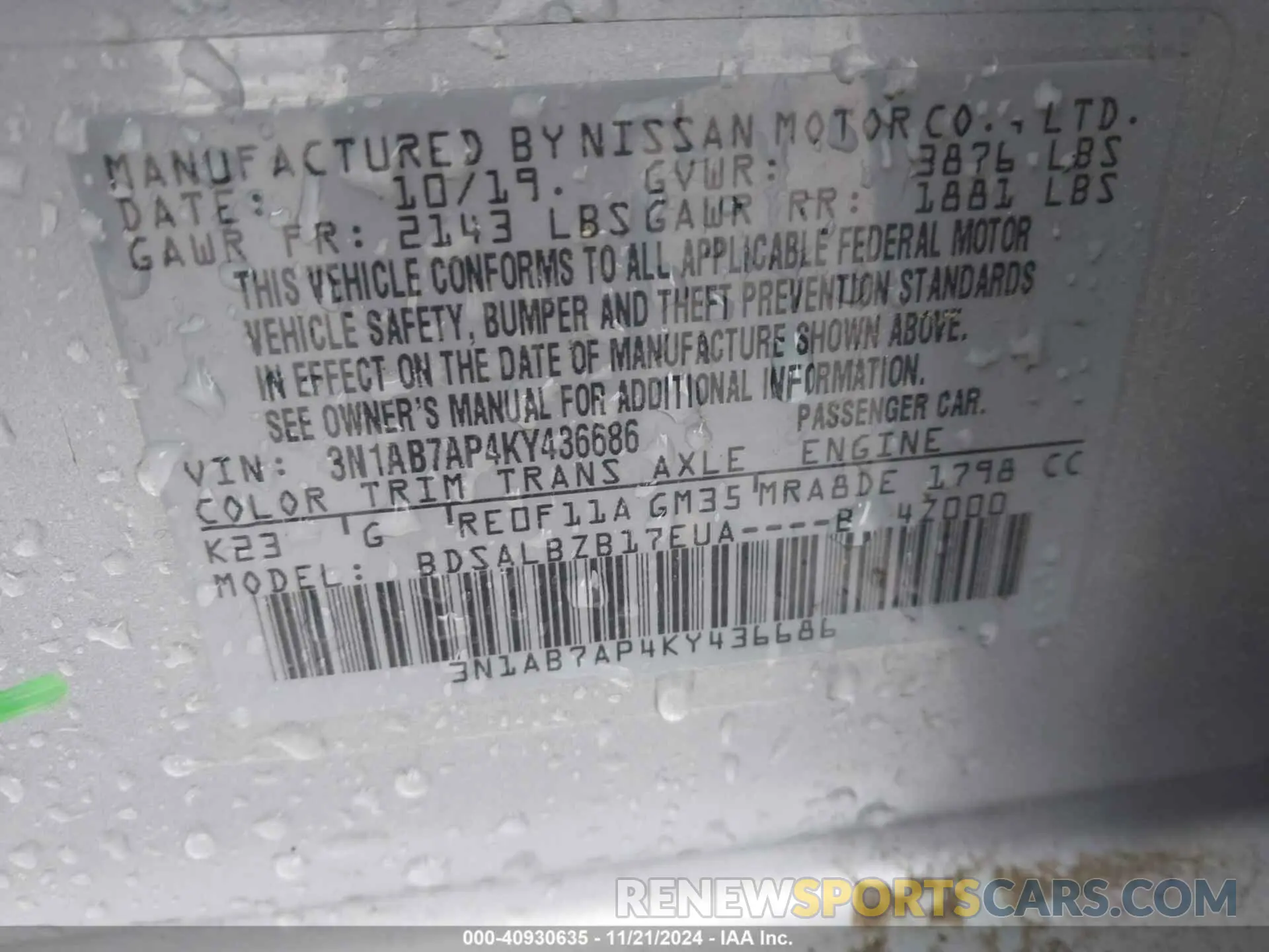 9 Photograph of a damaged car 3N1AB7AP4KY436686 NISSAN SENTRA 2019
