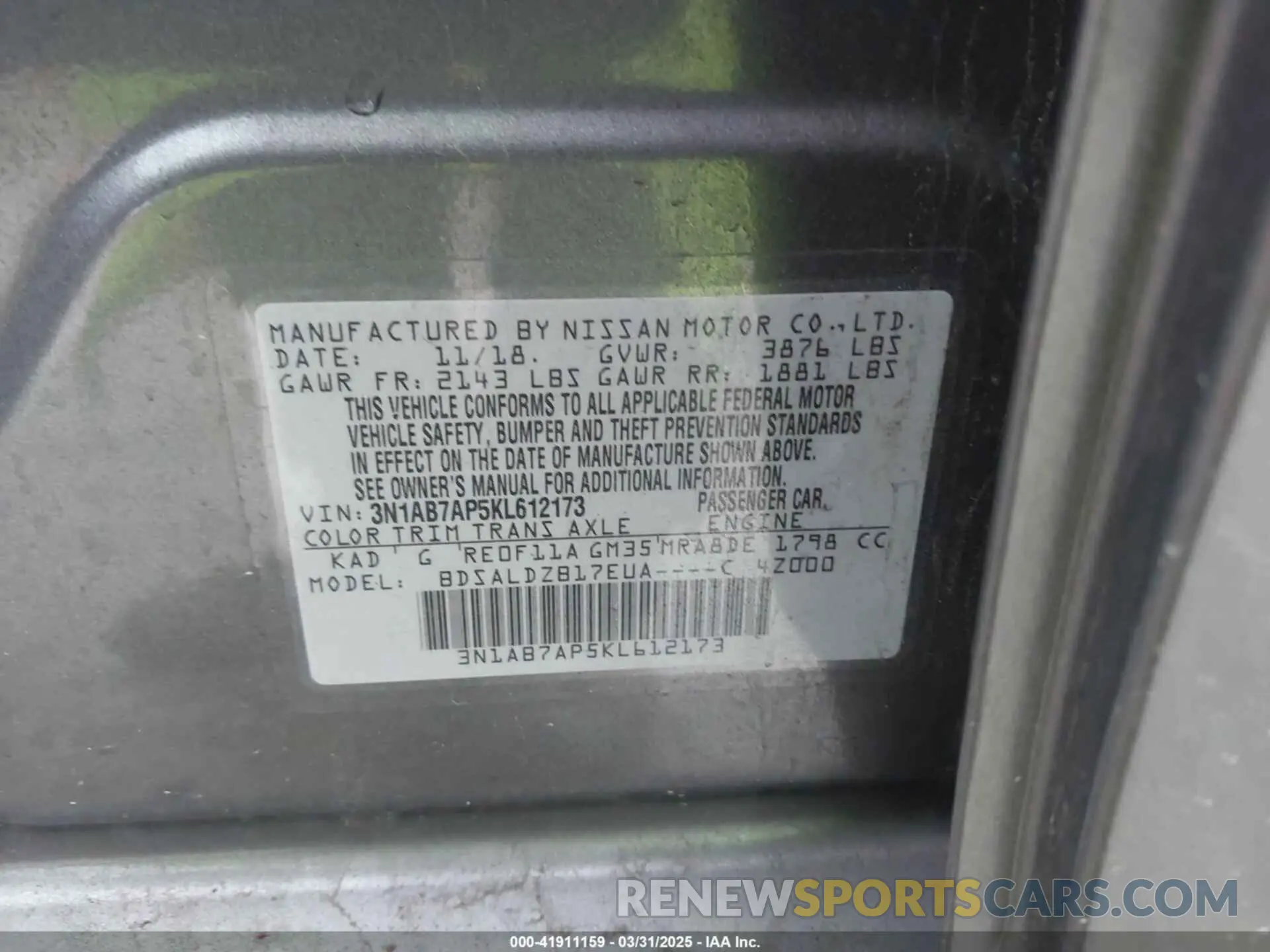 9 Photograph of a damaged car 3N1AB7AP5KL612173 NISSAN SENTRA 2019