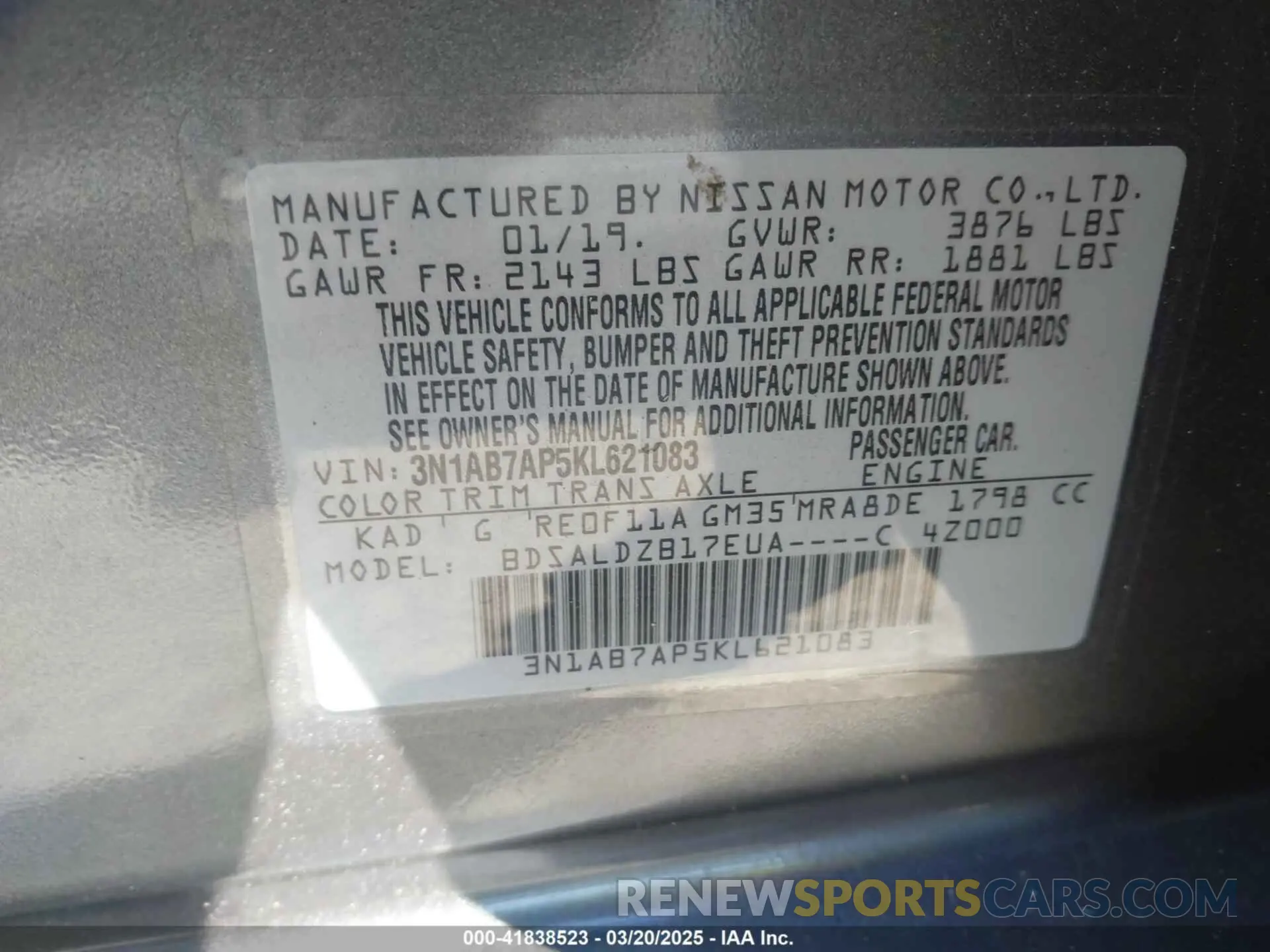 9 Photograph of a damaged car 3N1AB7AP5KL621083 NISSAN SENTRA 2019