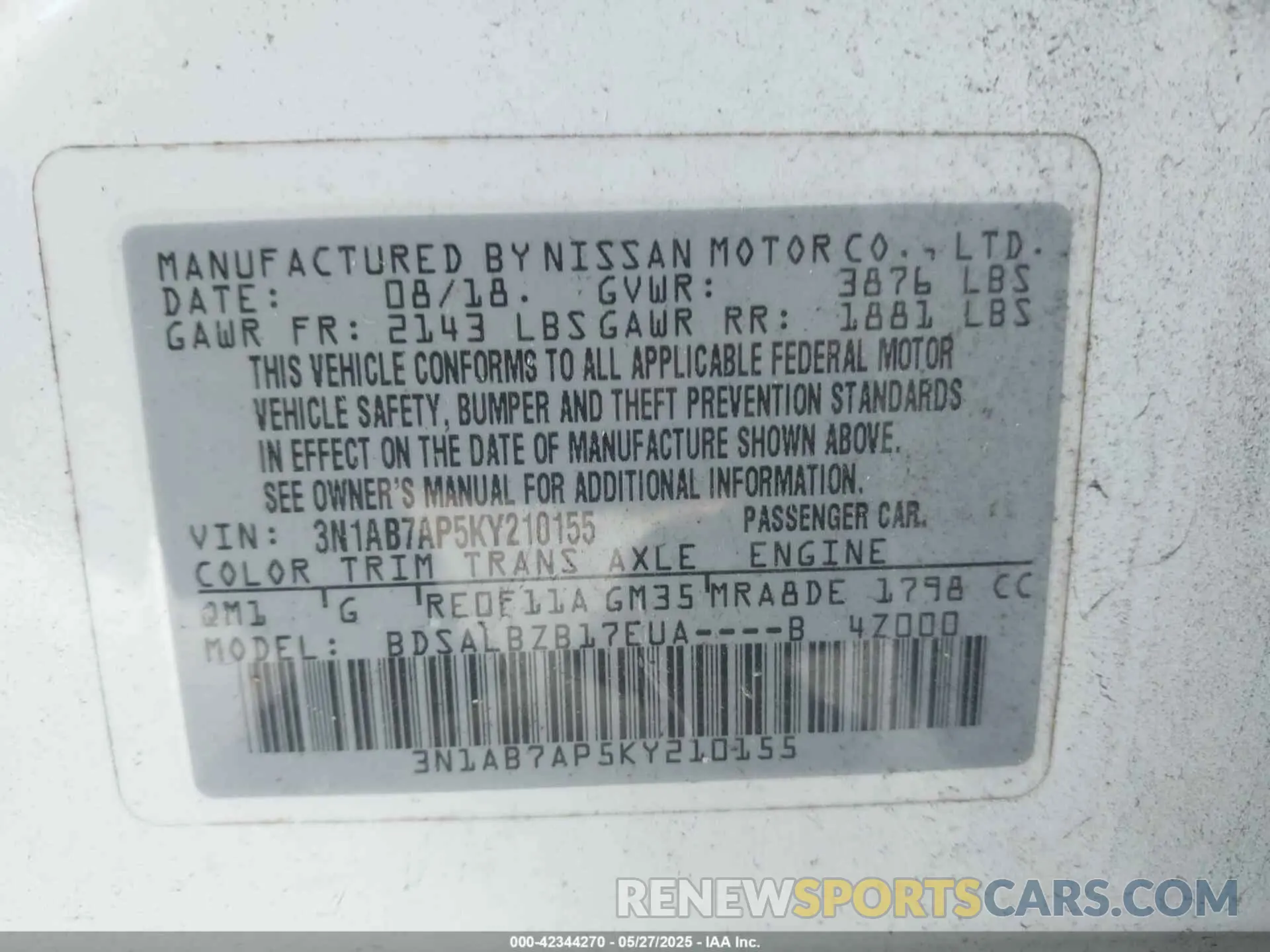 9 Photograph of a damaged car 3N1AB7AP5KY210155 NISSAN SENTRA 2019