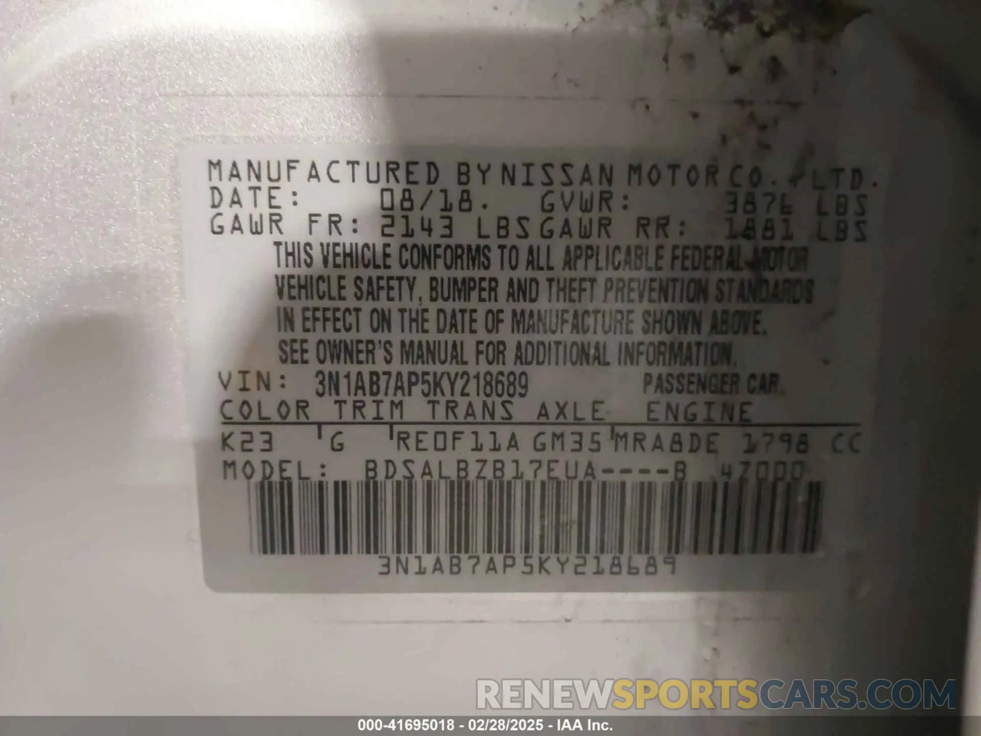 9 Photograph of a damaged car 3N1AB7AP5KY218689 NISSAN SENTRA 2019