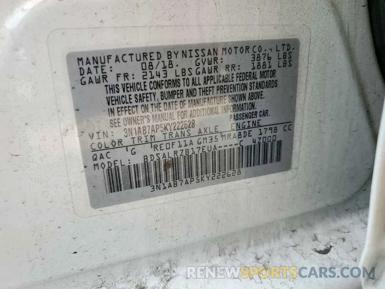 12 Photograph of a damaged car 3N1AB7AP5KY222628 NISSAN SENTRA 2019
