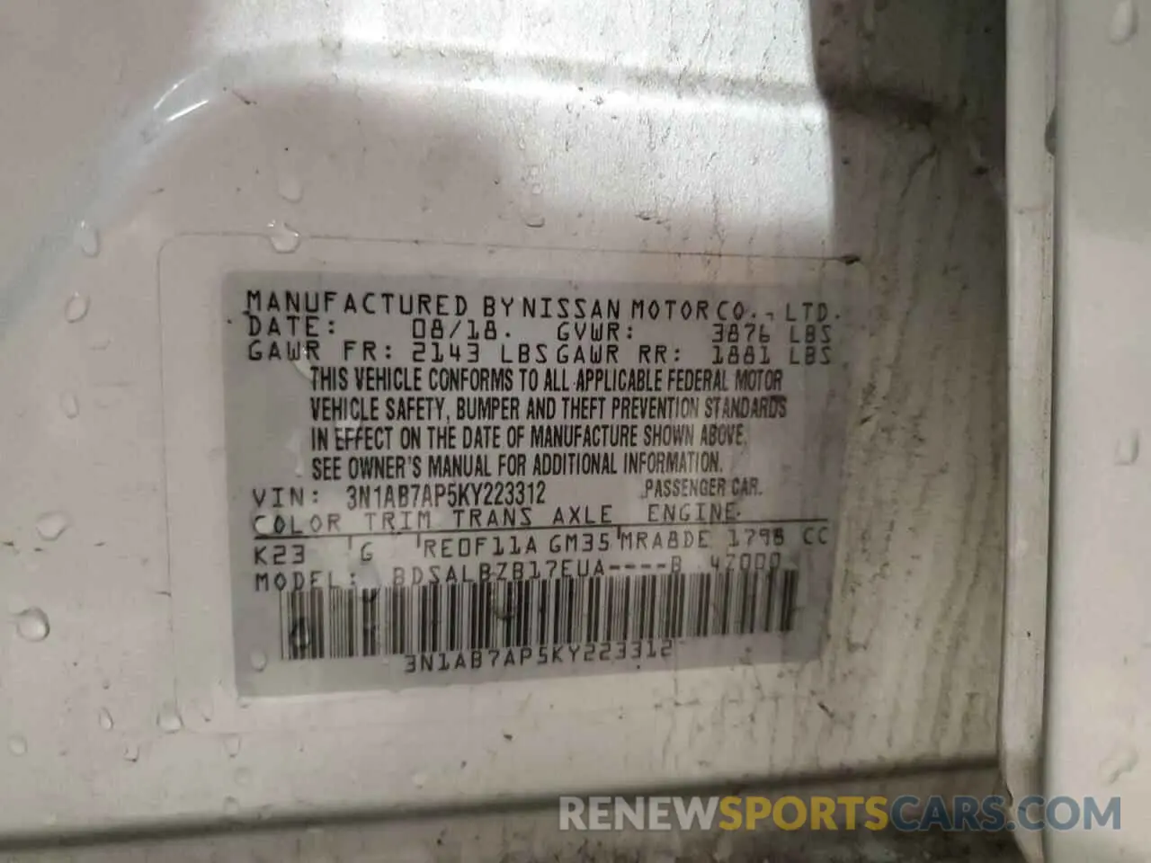14 Photograph of a damaged car 3N1AB7AP5KY223312 NISSAN SENTRA 2019