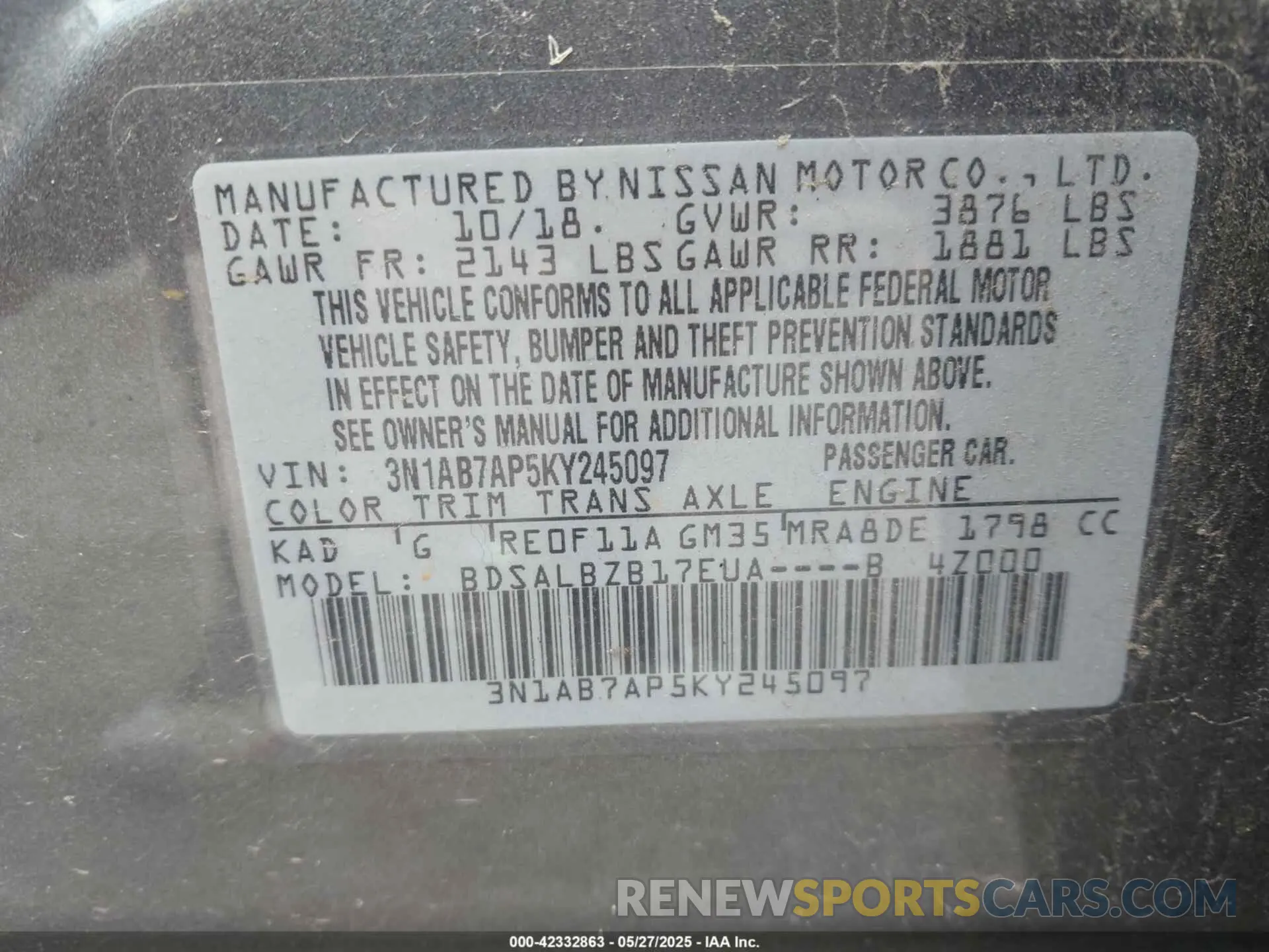 9 Photograph of a damaged car 3N1AB7AP5KY245097 NISSAN SENTRA 2019