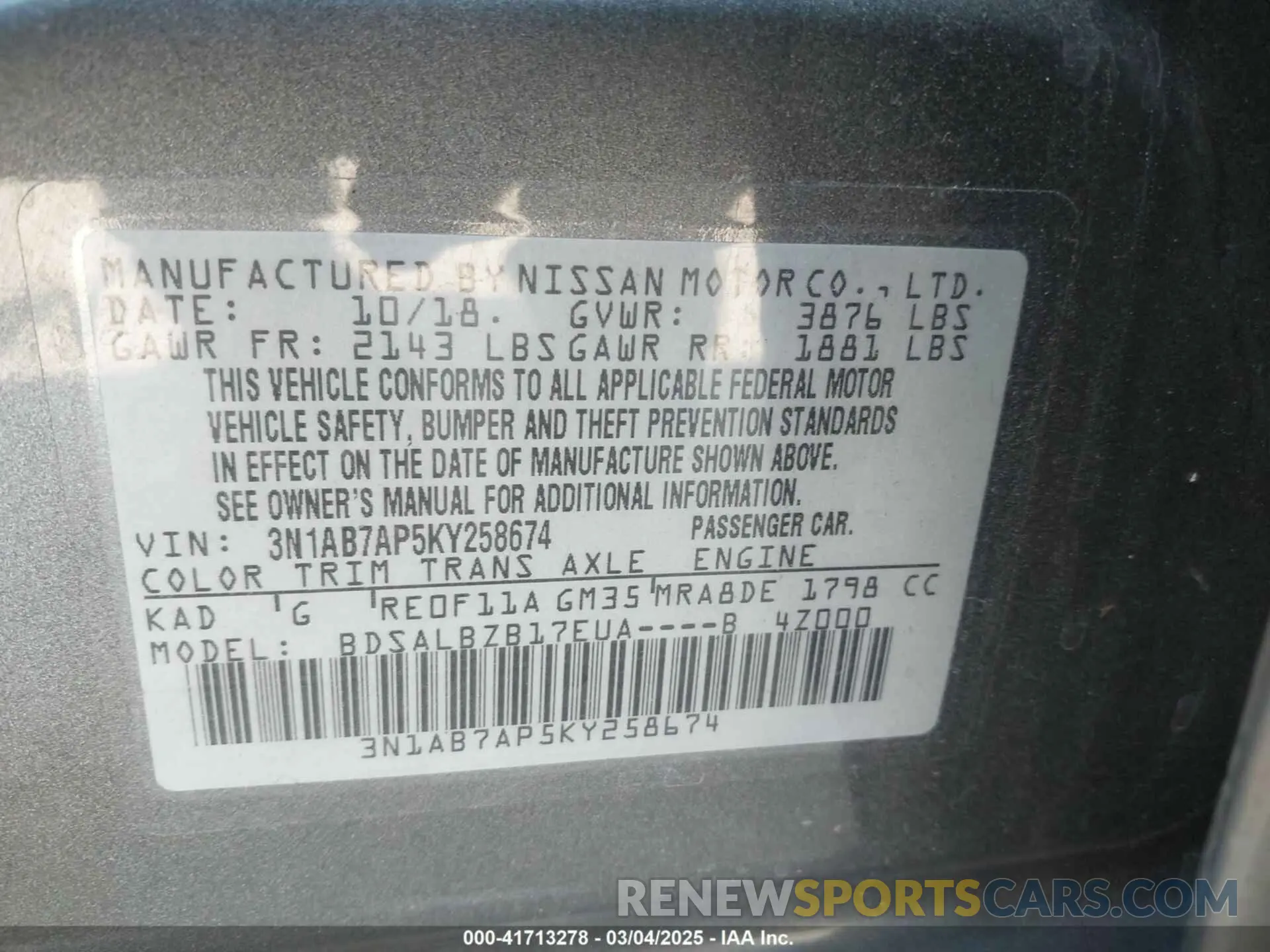 9 Photograph of a damaged car 3N1AB7AP5KY258674 NISSAN SENTRA 2019