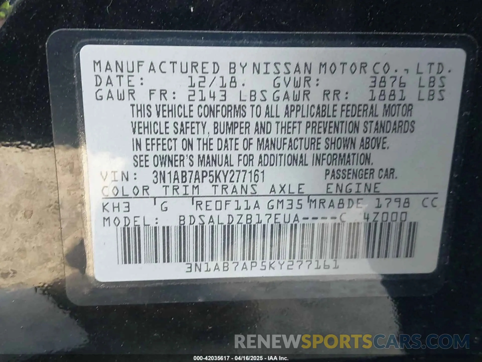 9 Photograph of a damaged car 3N1AB7AP5KY277161 NISSAN SENTRA 2019
