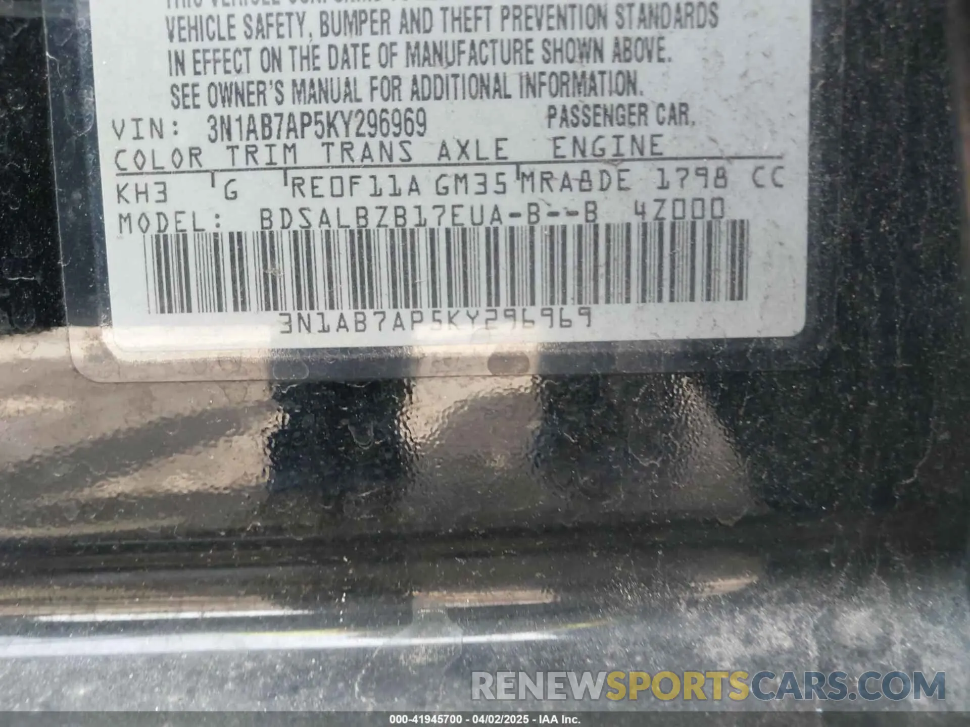9 Photograph of a damaged car 3N1AB7AP5KY296969 NISSAN SENTRA 2019