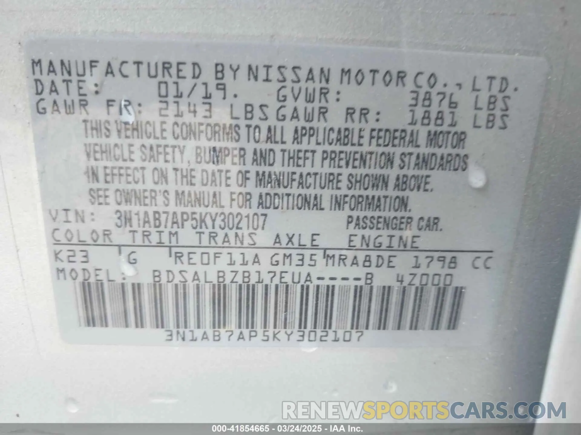 9 Photograph of a damaged car 3N1AB7AP5KY302107 NISSAN SENTRA 2019