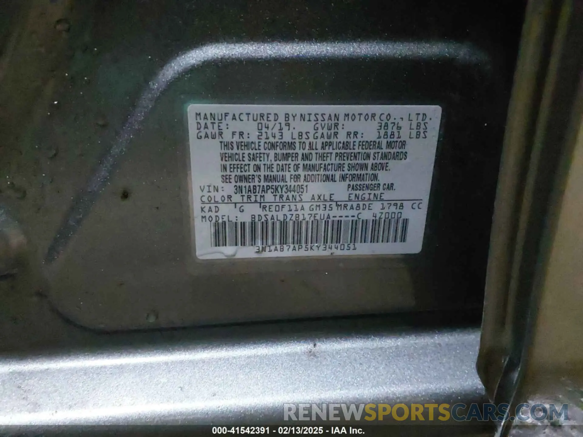 9 Photograph of a damaged car 3N1AB7AP5KY344051 NISSAN SENTRA 2019