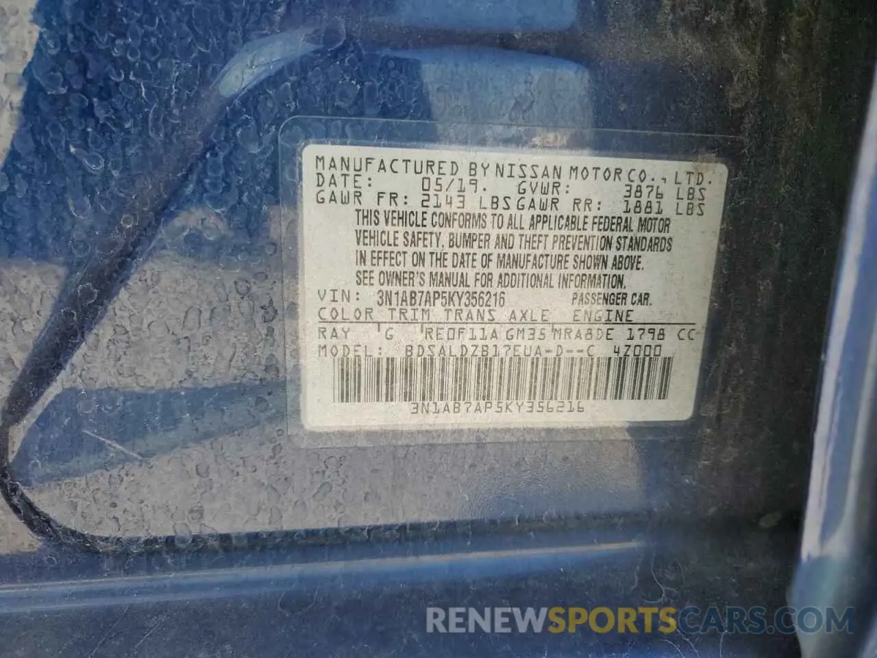 12 Photograph of a damaged car 3N1AB7AP5KY356216 NISSAN SENTRA 2019