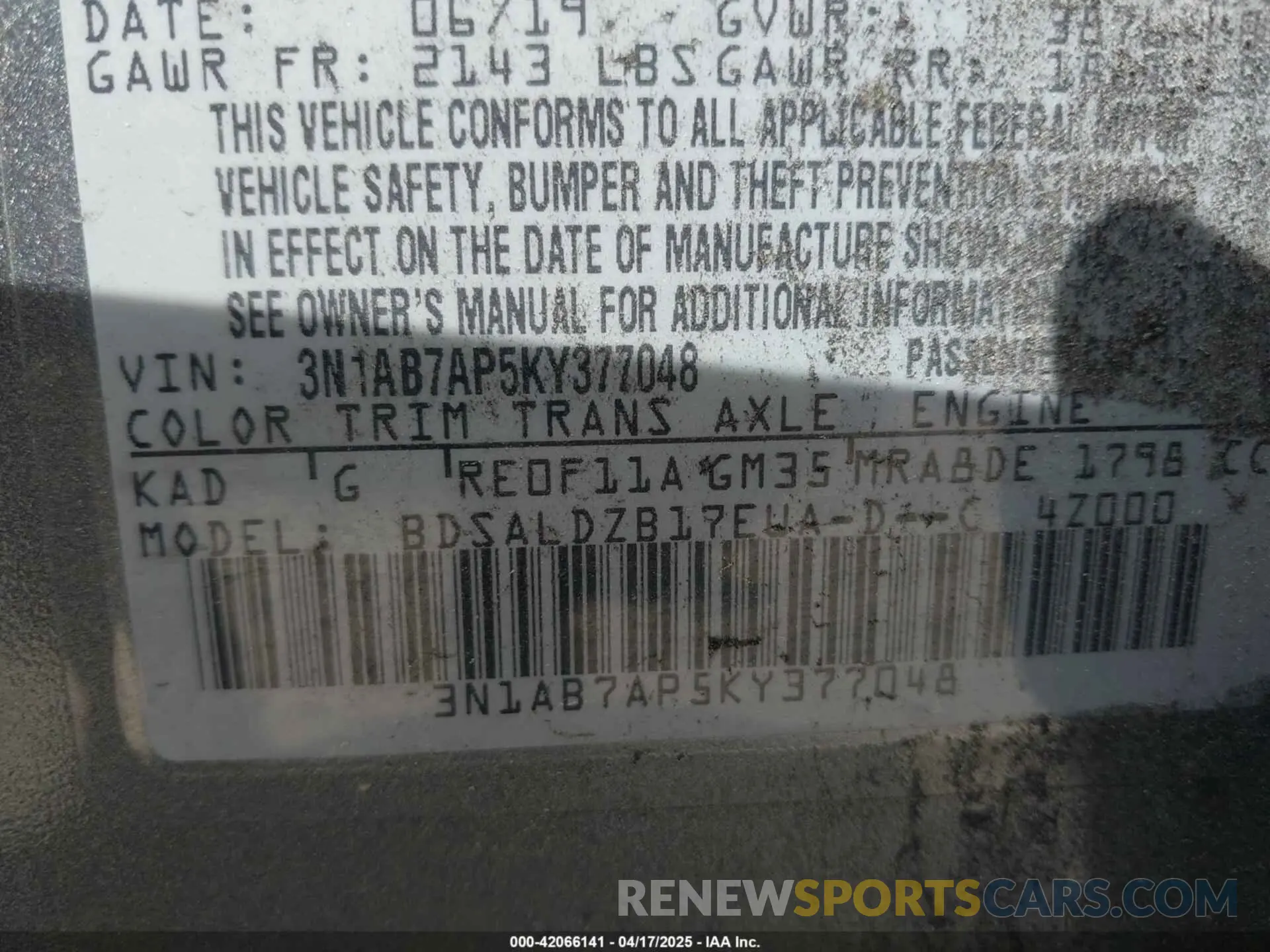 9 Photograph of a damaged car 3N1AB7AP5KY377048 NISSAN SENTRA 2019