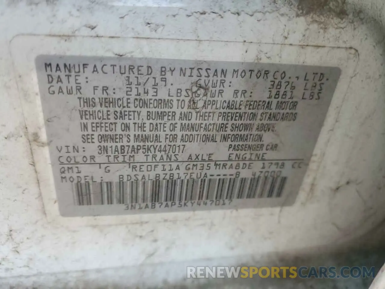 14 Photograph of a damaged car 3N1AB7AP5KY447017 NISSAN SENTRA 2019