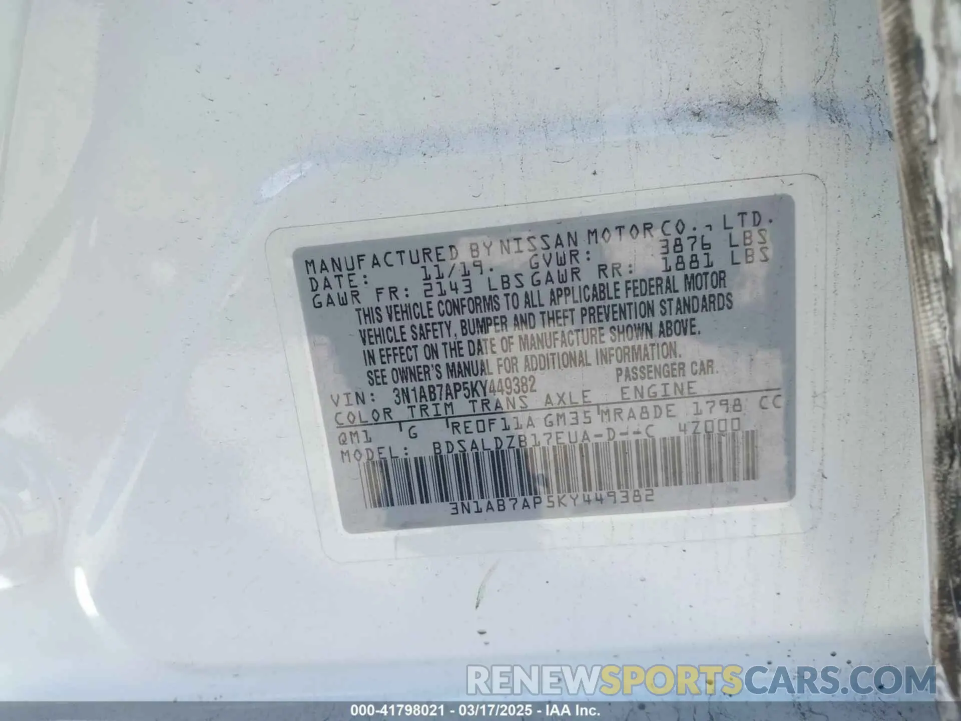 9 Photograph of a damaged car 3N1AB7AP5KY449382 NISSAN SENTRA 2019