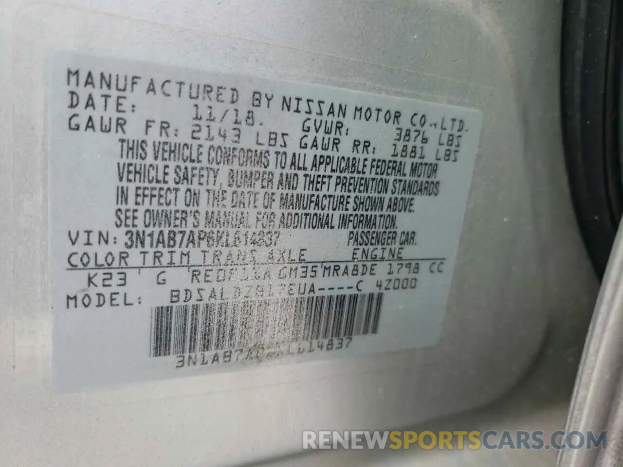 14 Photograph of a damaged car 3N1AB7AP6KL614837 NISSAN SENTRA 2019