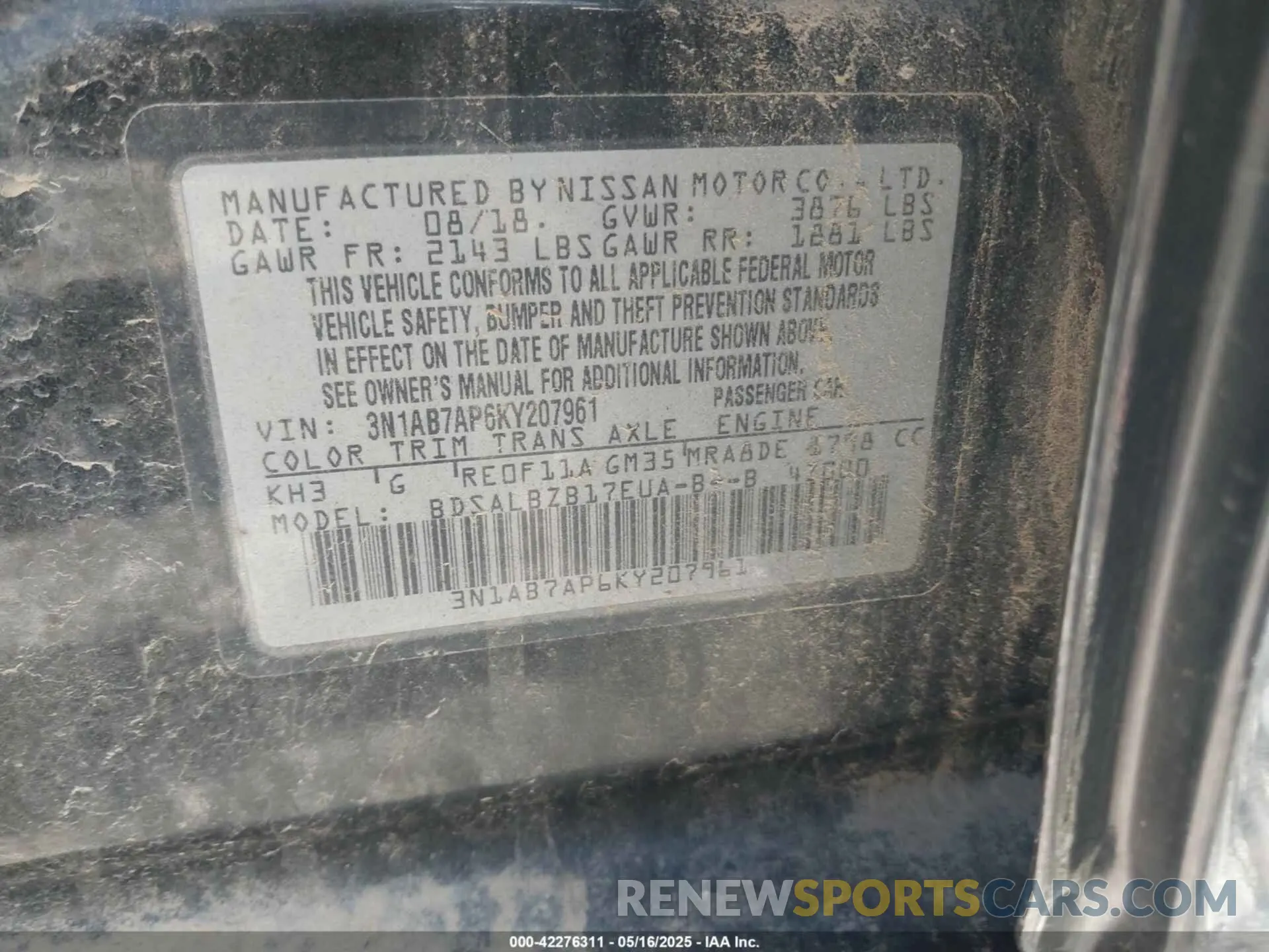 9 Photograph of a damaged car 3N1AB7AP6KY207961 NISSAN SENTRA 2019
