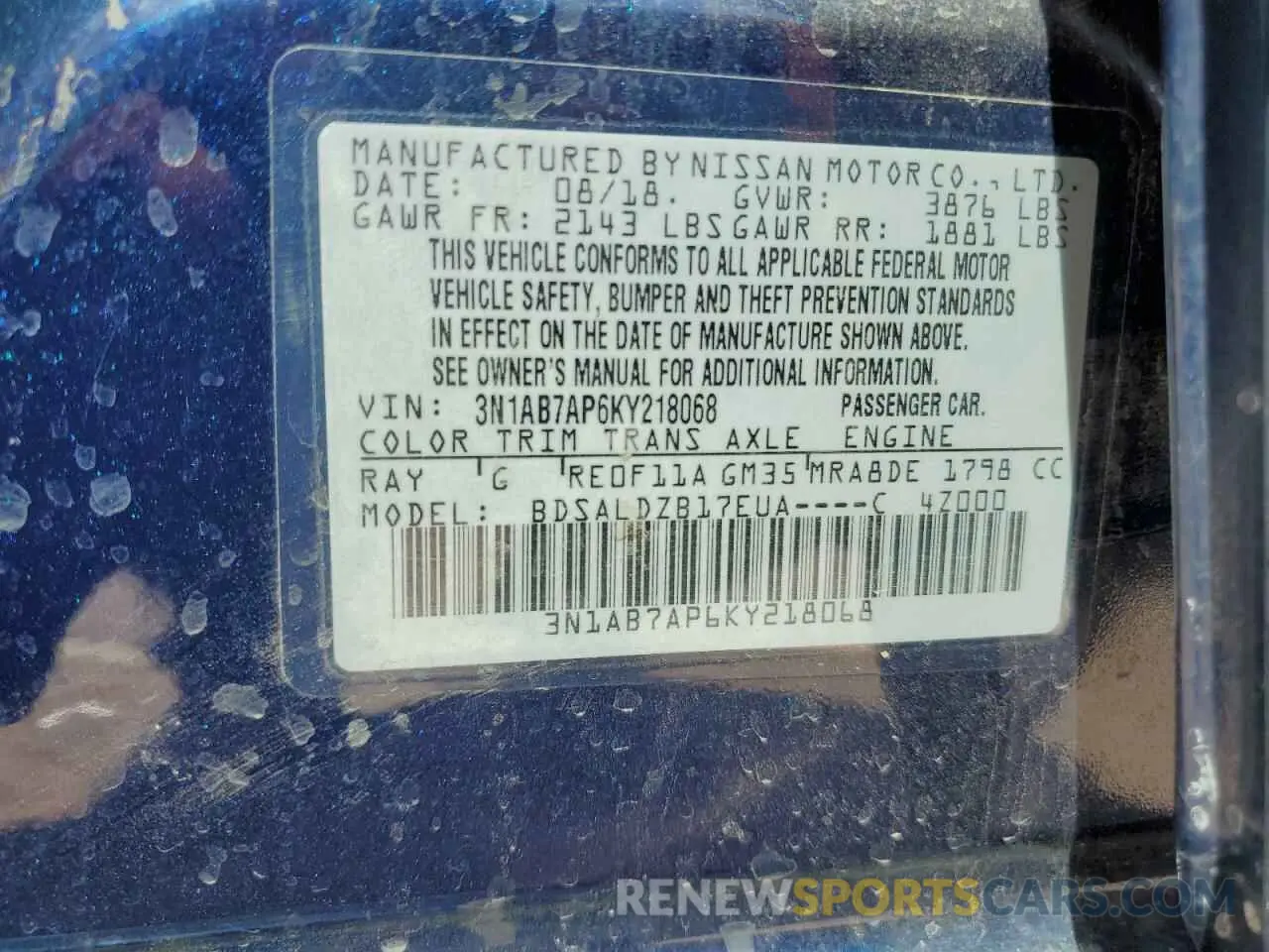 14 Photograph of a damaged car 3N1AB7AP6KY218068 NISSAN SENTRA 2019