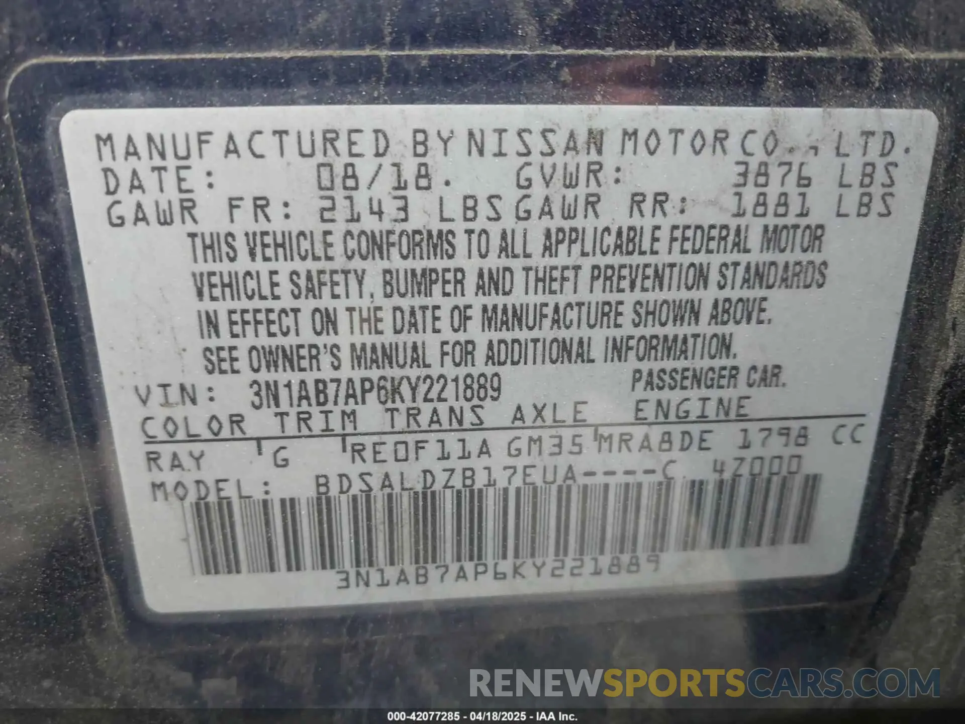 9 Photograph of a damaged car 3N1AB7AP6KY221889 NISSAN SENTRA 2019