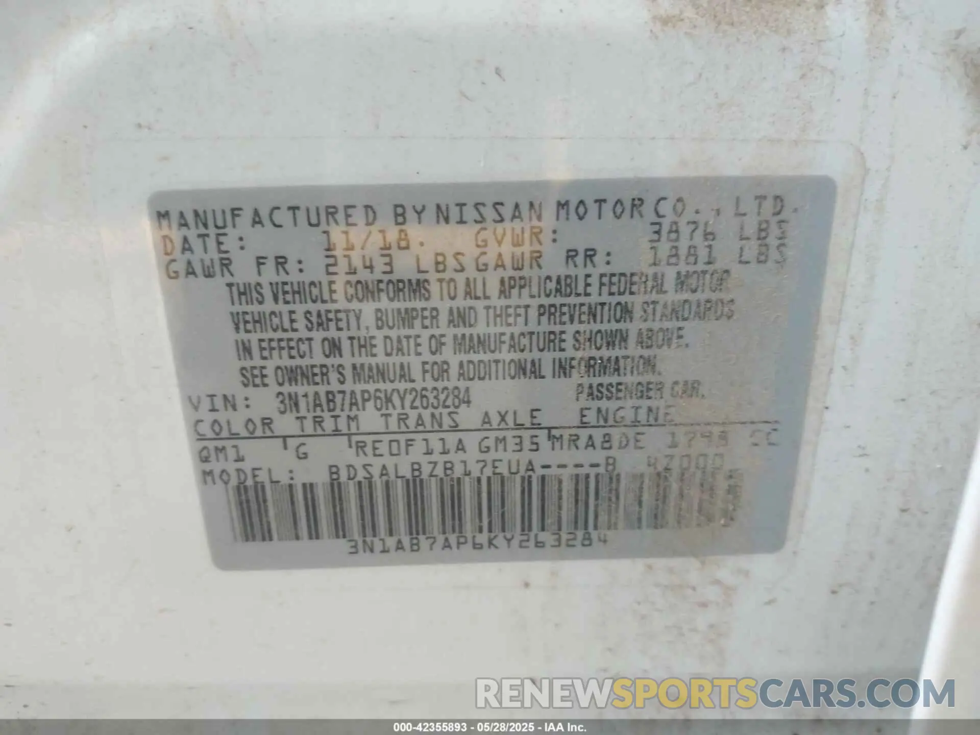 9 Photograph of a damaged car 3N1AB7AP6KY263284 NISSAN SENTRA 2019