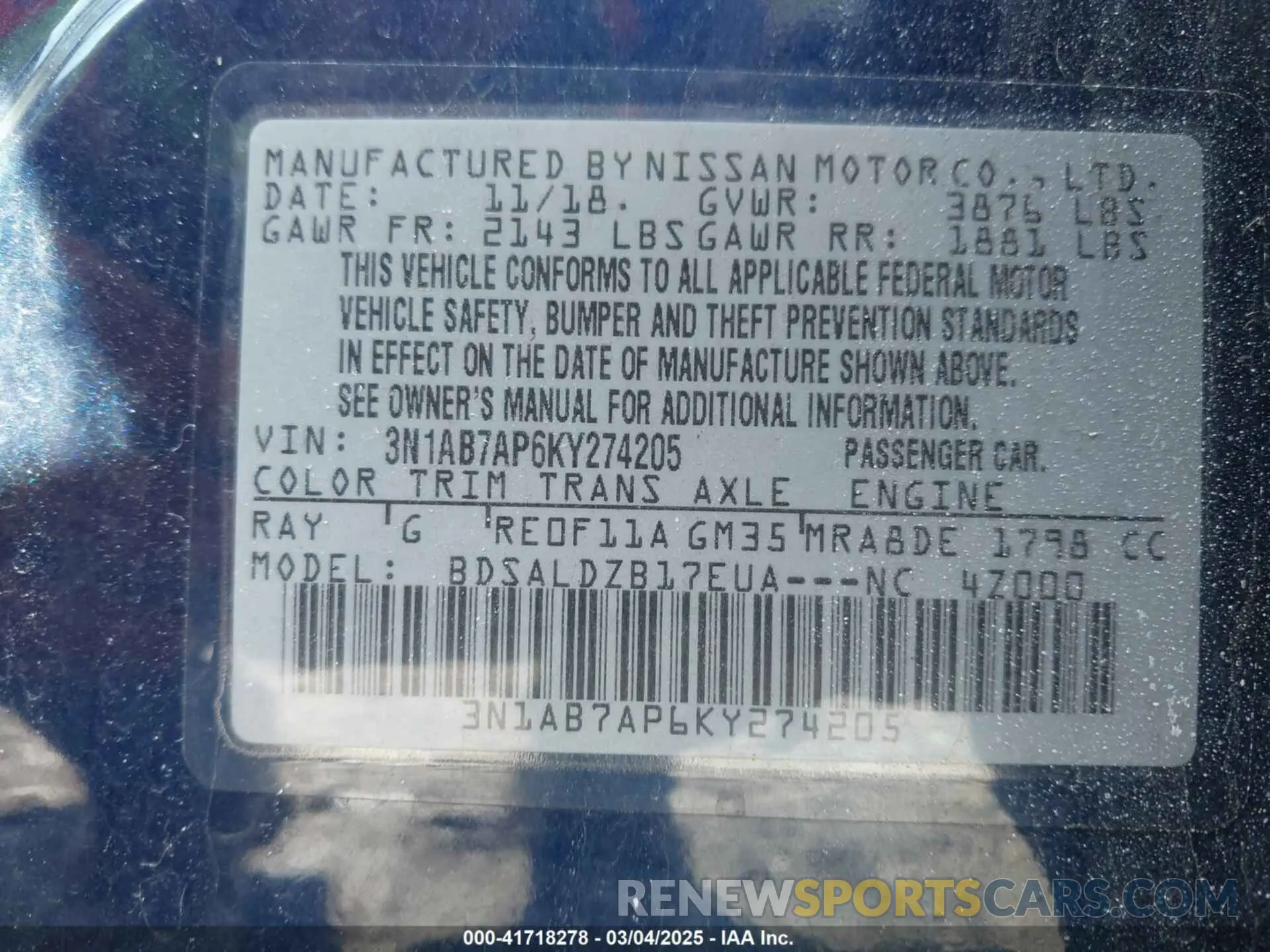 9 Photograph of a damaged car 3N1AB7AP6KY274205 NISSAN SENTRA 2019