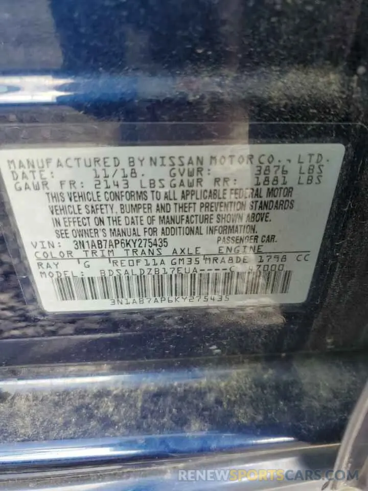 12 Photograph of a damaged car 3N1AB7AP6KY275435 NISSAN SENTRA 2019