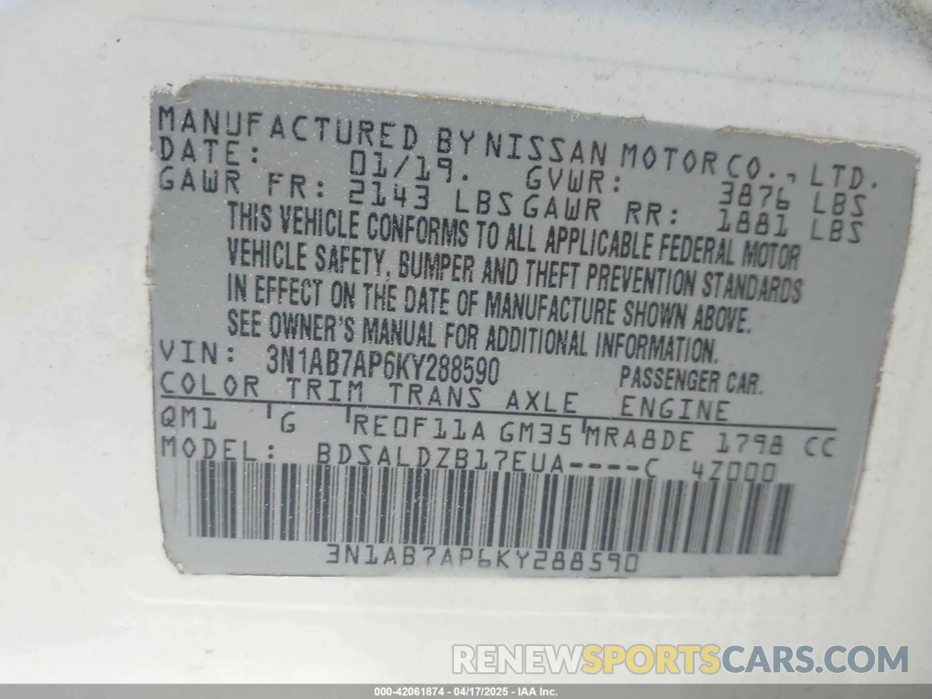 9 Photograph of a damaged car 3N1AB7AP6KY288590 NISSAN SENTRA 2019