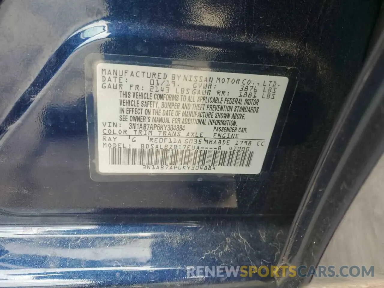 12 Photograph of a damaged car 3N1AB7AP6KY304884 NISSAN SENTRA 2019