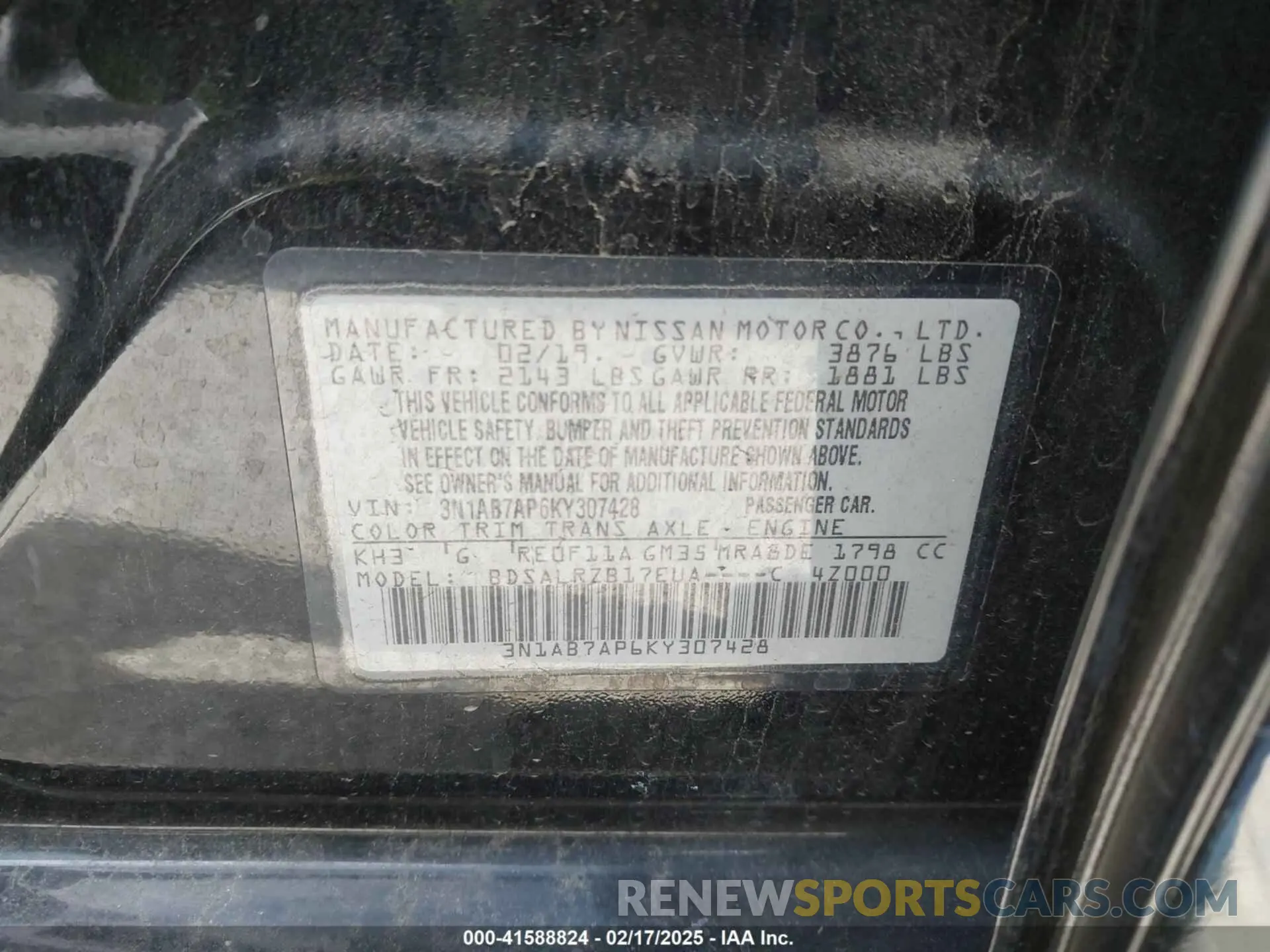 9 Photograph of a damaged car 3N1AB7AP6KY307428 NISSAN SENTRA 2019