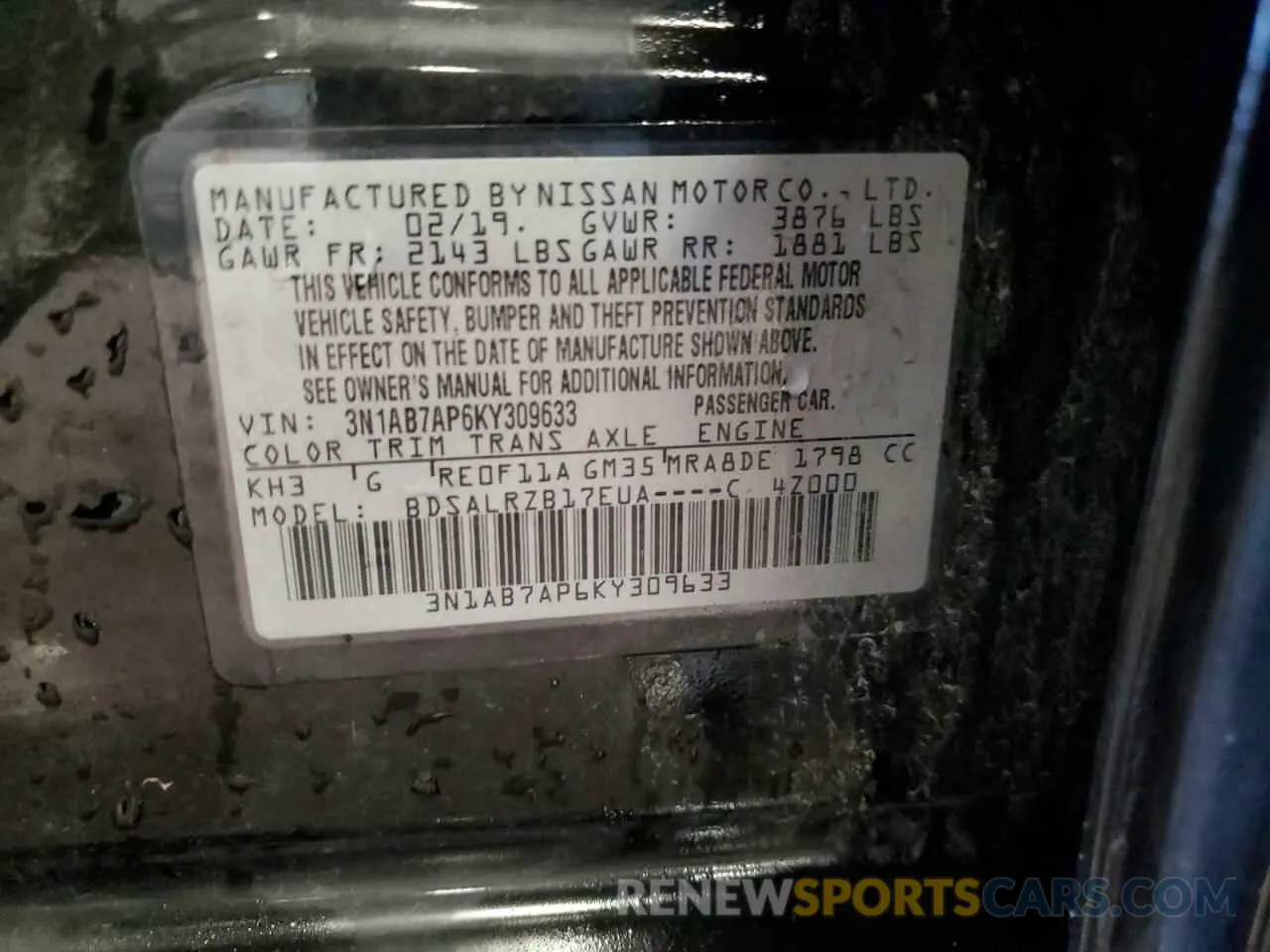 12 Photograph of a damaged car 3N1AB7AP6KY309633 NISSAN SENTRA 2019