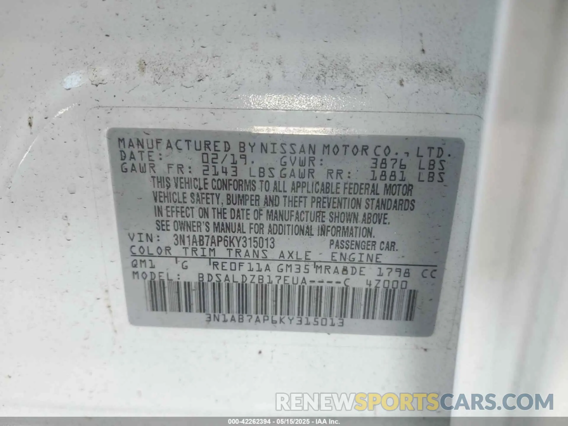 9 Photograph of a damaged car 3N1AB7AP6KY315013 NISSAN SENTRA 2019