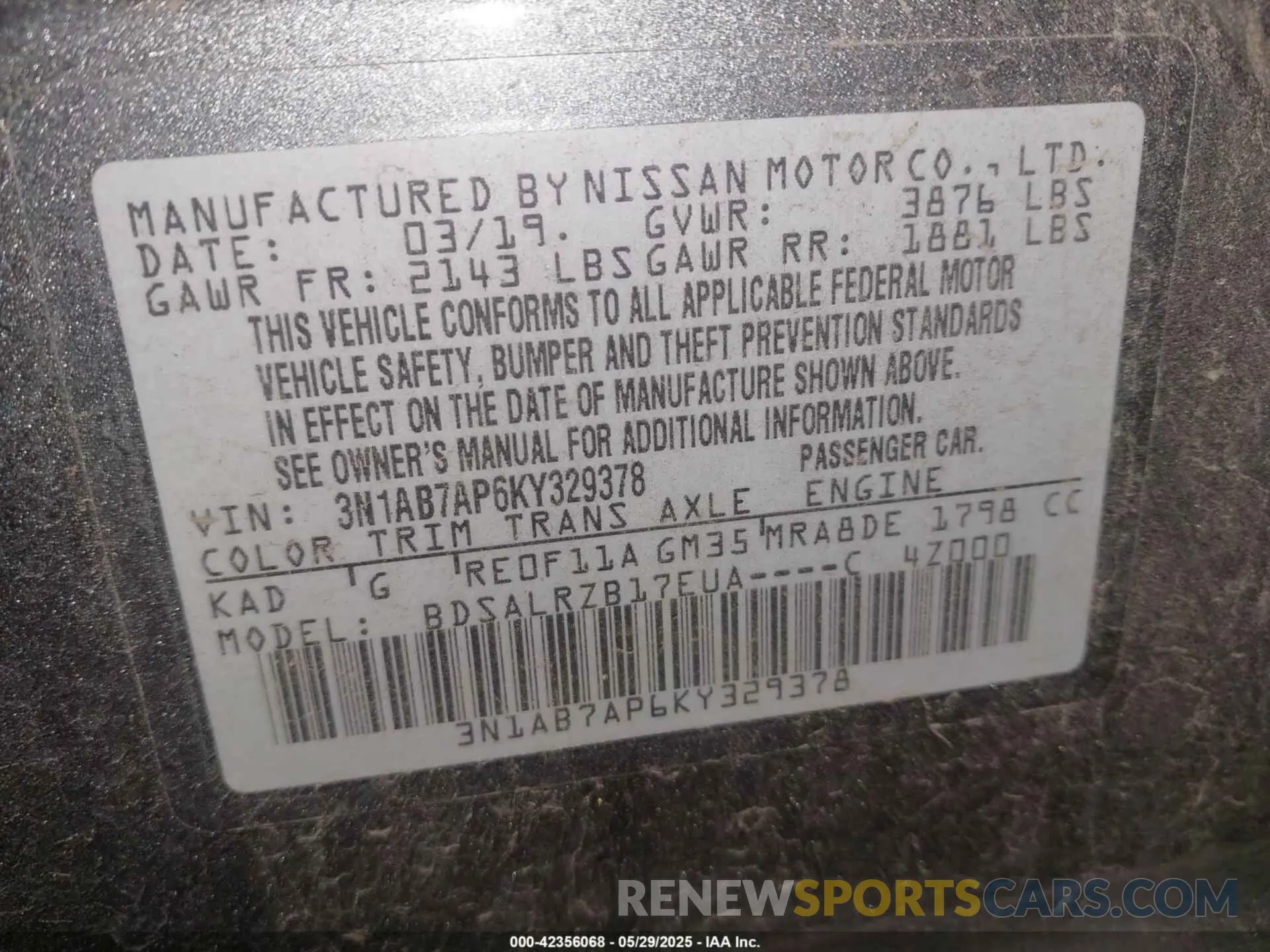 9 Photograph of a damaged car 3N1AB7AP6KY329378 NISSAN SENTRA 2019