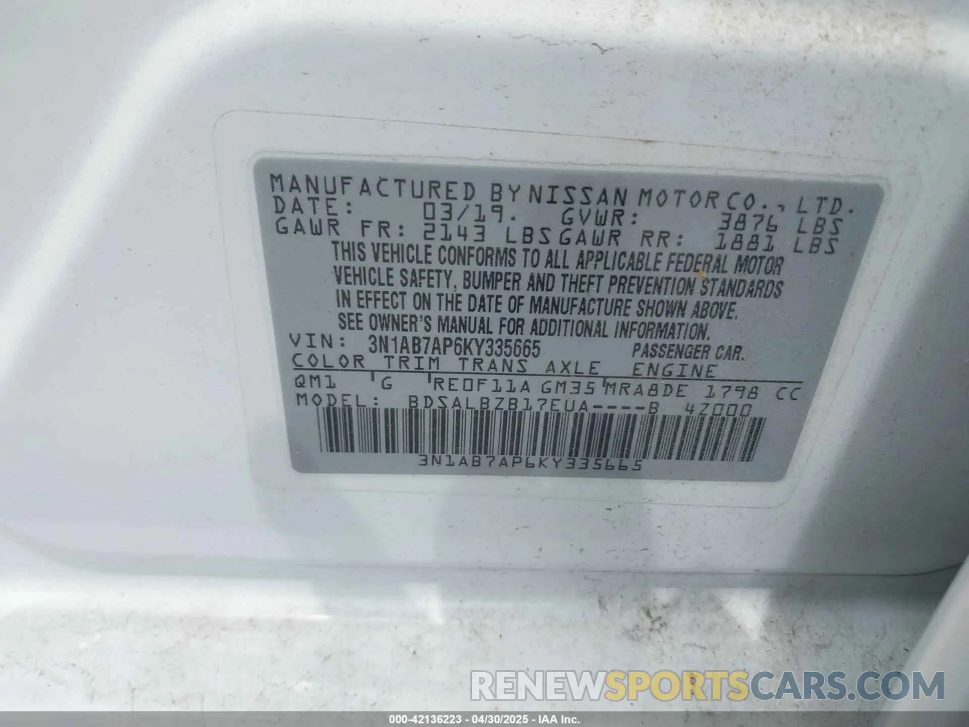 9 Photograph of a damaged car 3N1AB7AP6KY335665 NISSAN SENTRA 2019