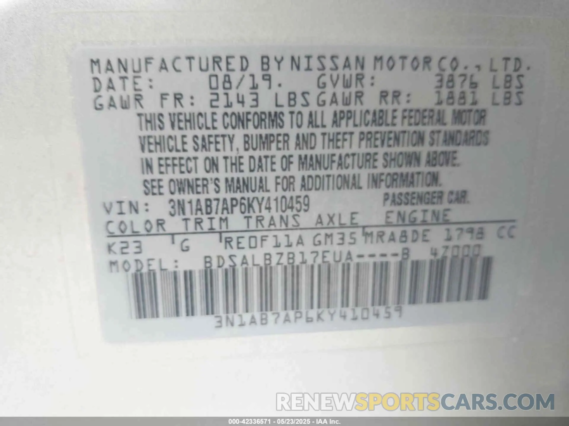 9 Photograph of a damaged car 3N1AB7AP6KY410459 NISSAN SENTRA 2019