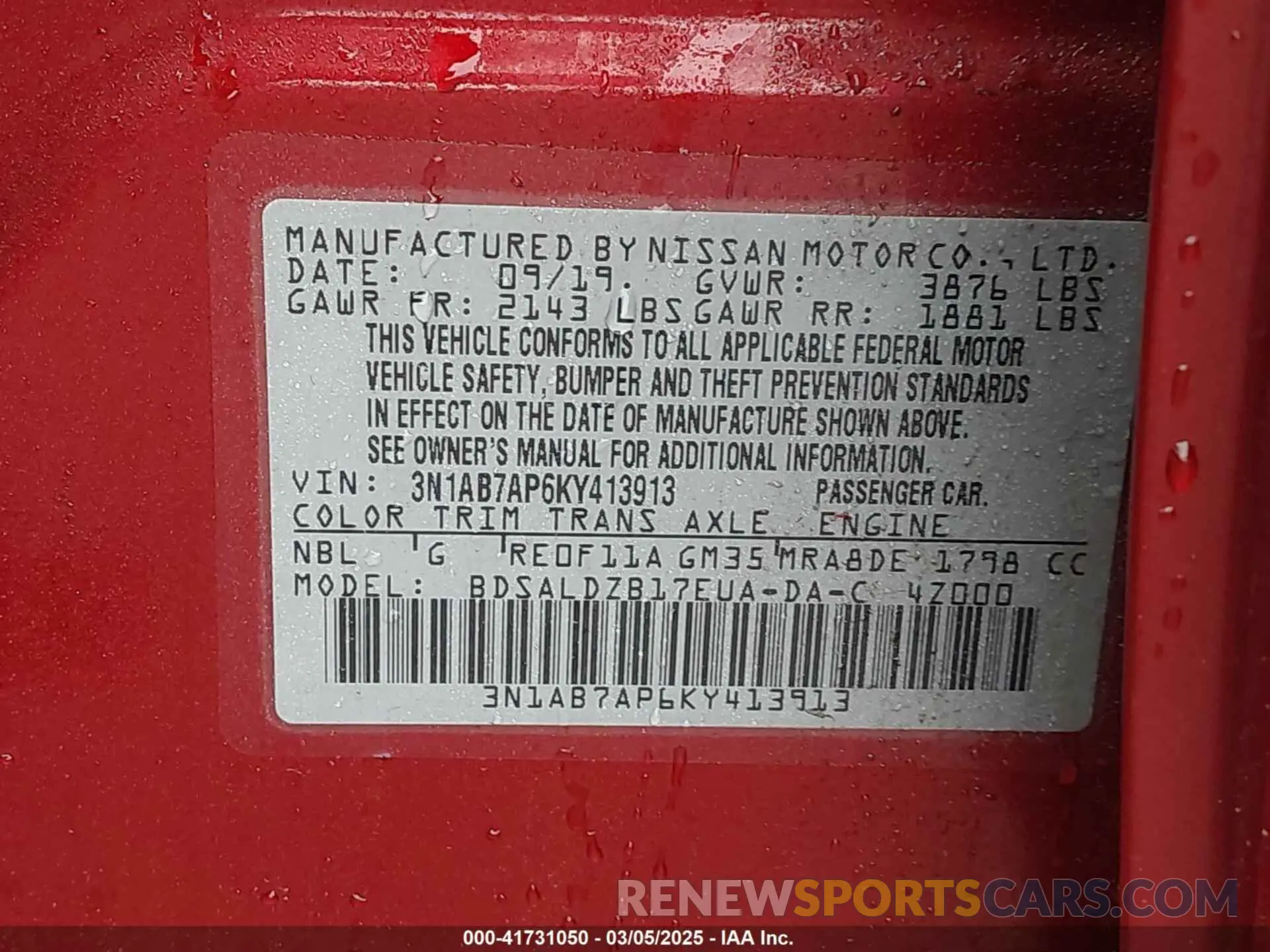 9 Photograph of a damaged car 3N1AB7AP6KY413913 NISSAN SENTRA 2019