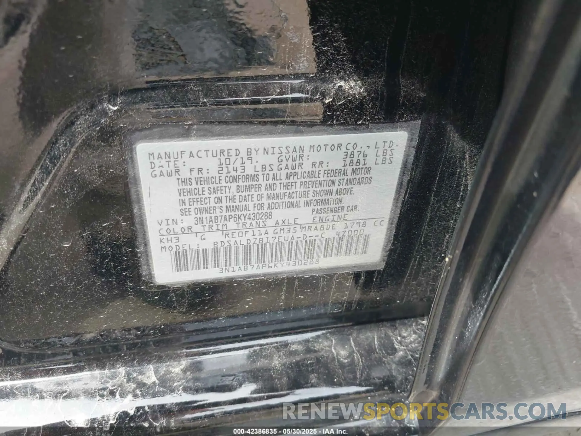 9 Photograph of a damaged car 3N1AB7AP6KY430288 NISSAN SENTRA 2019