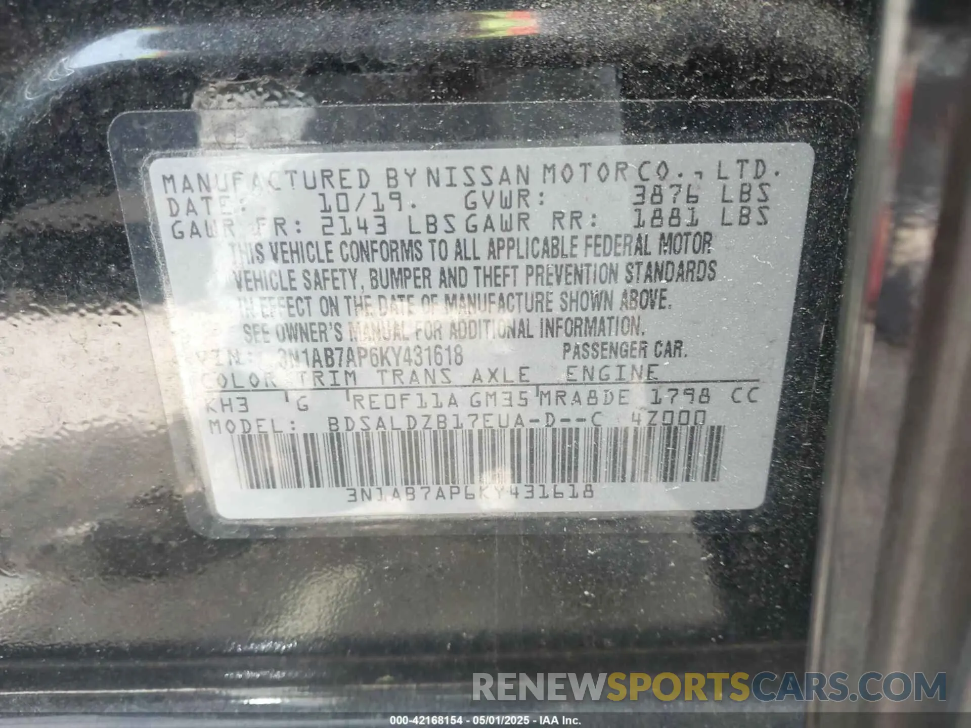 9 Photograph of a damaged car 3N1AB7AP6KY431618 NISSAN SENTRA 2019