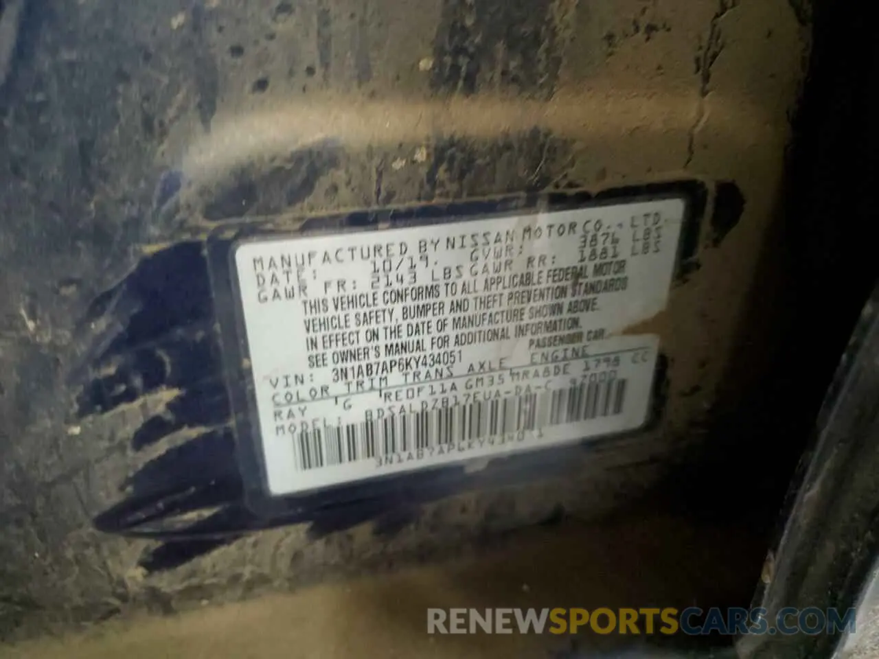 15 Photograph of a damaged car 3N1AB7AP6KY434051 NISSAN SENTRA 2019