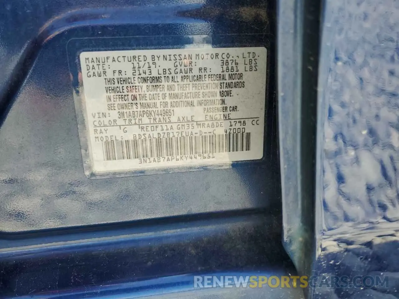 12 Photograph of a damaged car 3N1AB7AP6KY449651 NISSAN SENTRA 2019