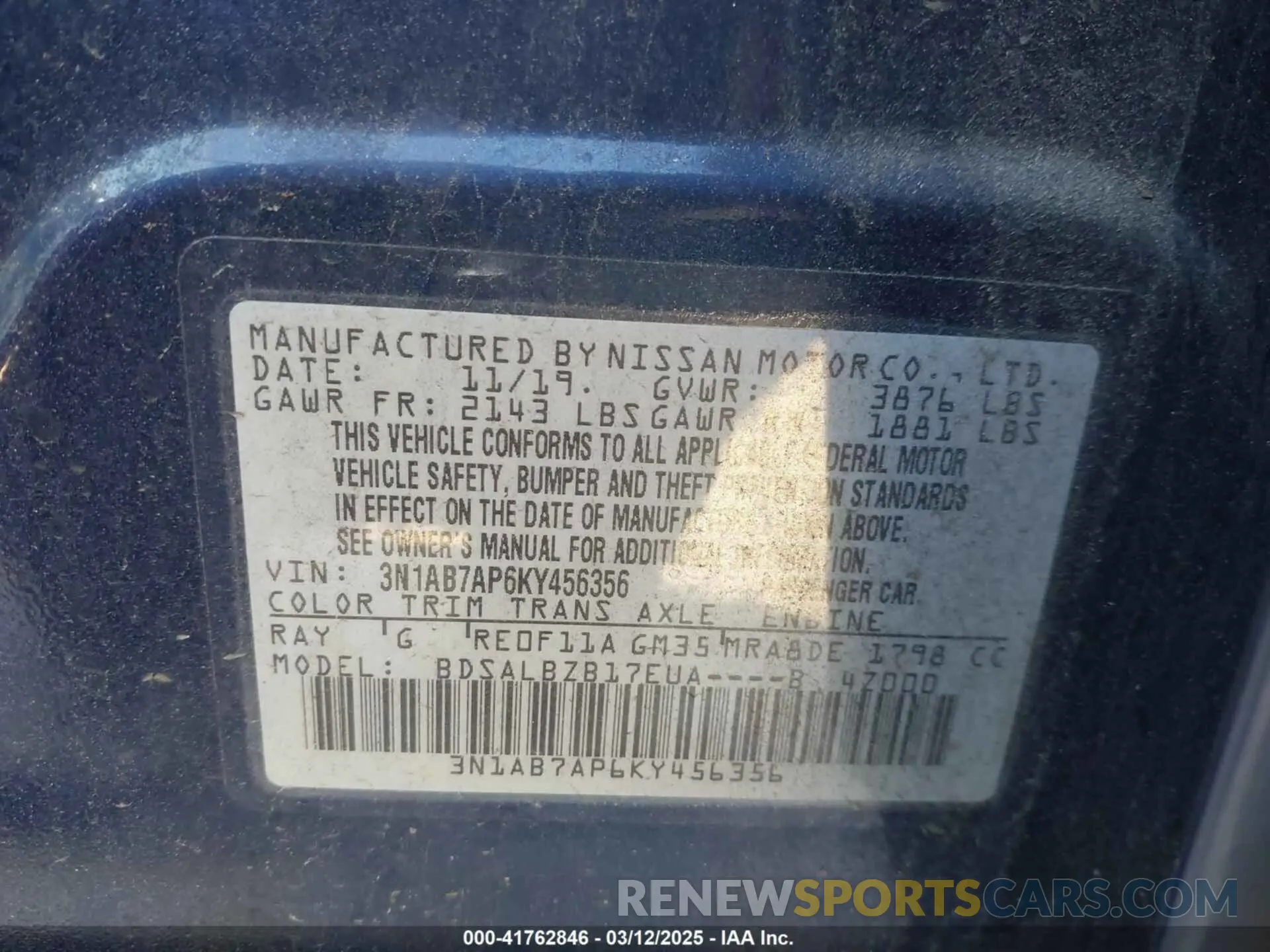 9 Photograph of a damaged car 3N1AB7AP6KY456356 NISSAN SENTRA 2019