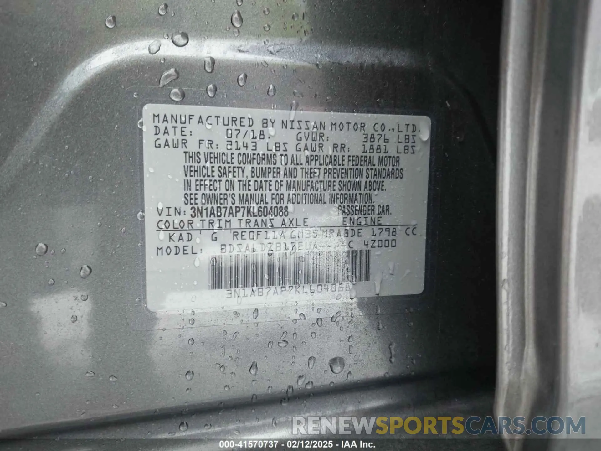 9 Photograph of a damaged car 3N1AB7AP7KL604088 NISSAN SENTRA 2019