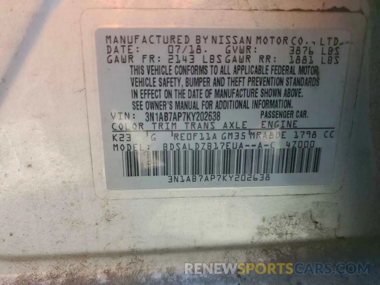 15 Photograph of a damaged car 3N1AB7AP7KY202638 NISSAN SENTRA 2019