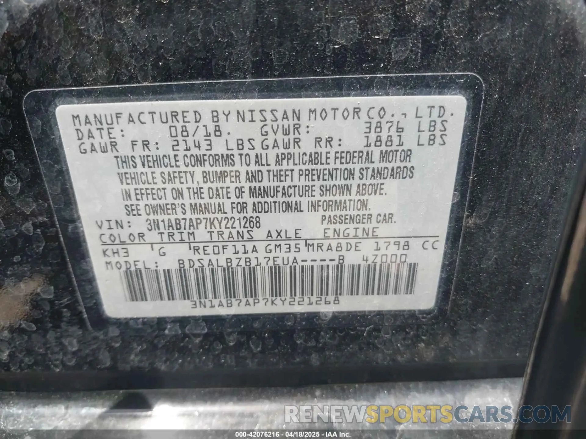 9 Photograph of a damaged car 3N1AB7AP7KY221268 NISSAN SENTRA 2019
