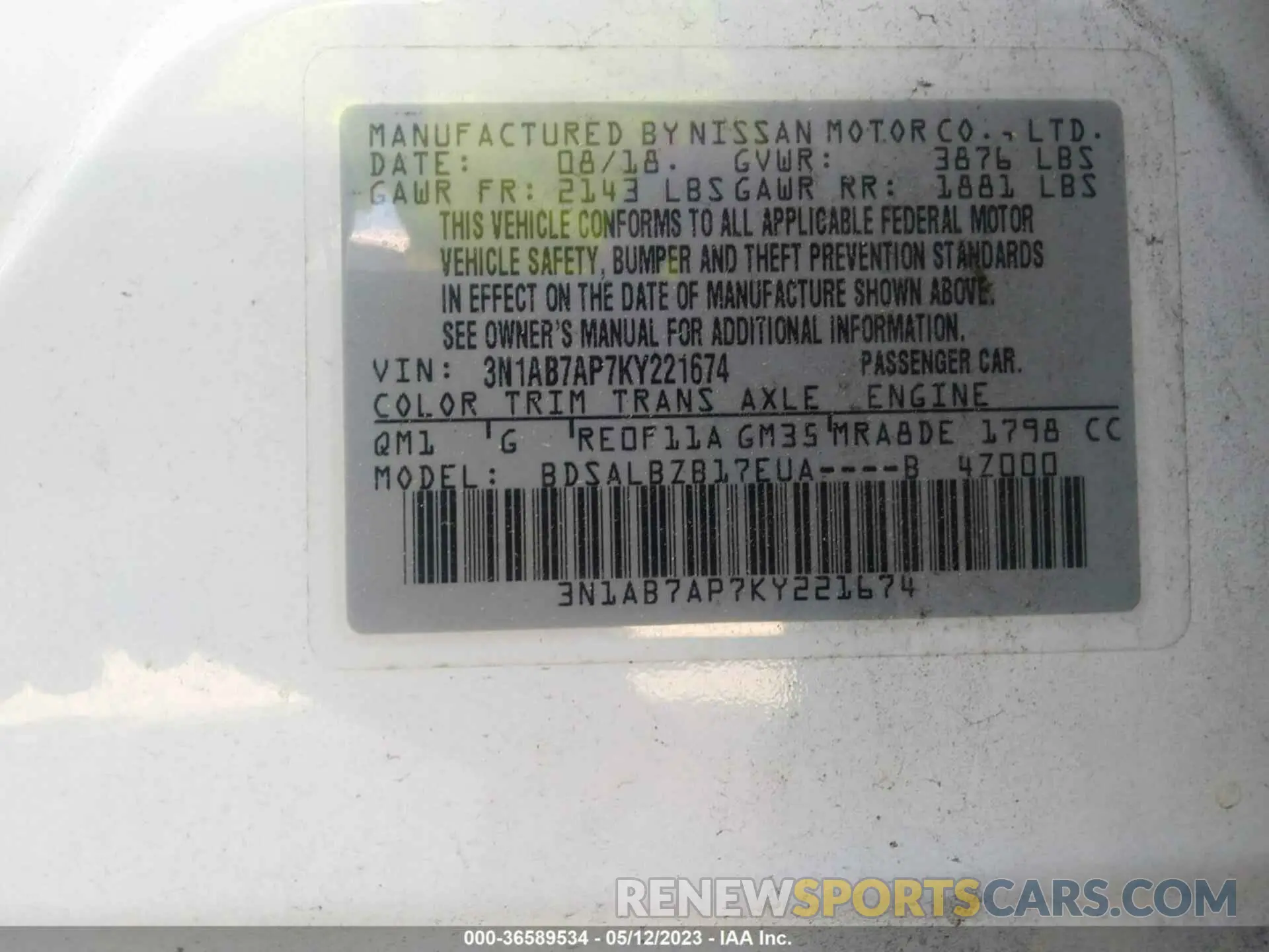 9 Photograph of a damaged car 3N1AB7AP7KY221674 NISSAN SENTRA 2019