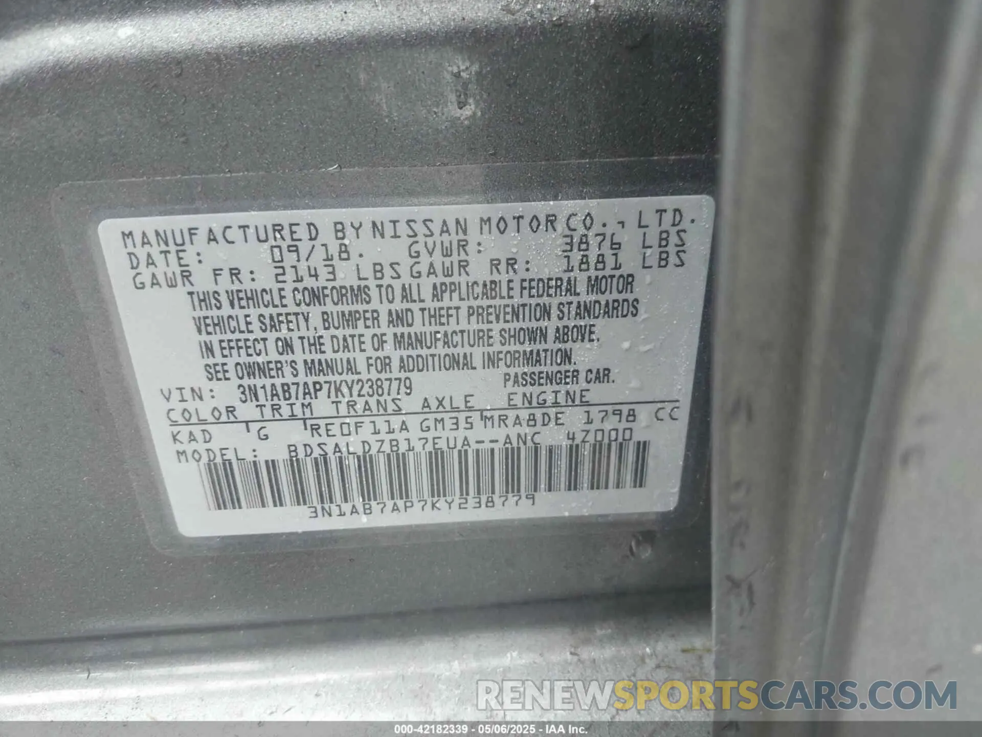 9 Photograph of a damaged car 3N1AB7AP7KY238779 NISSAN SENTRA 2019