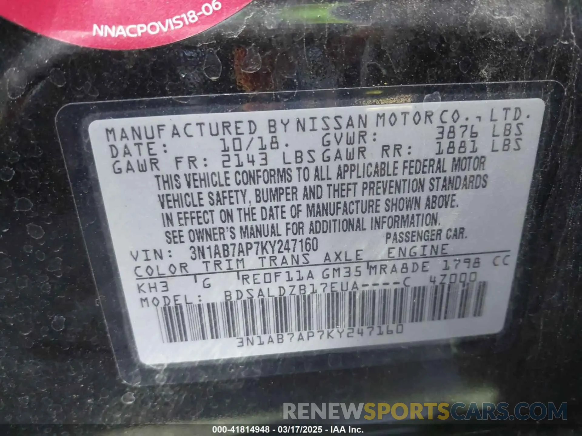 9 Photograph of a damaged car 3N1AB7AP7KY247160 NISSAN SENTRA 2019