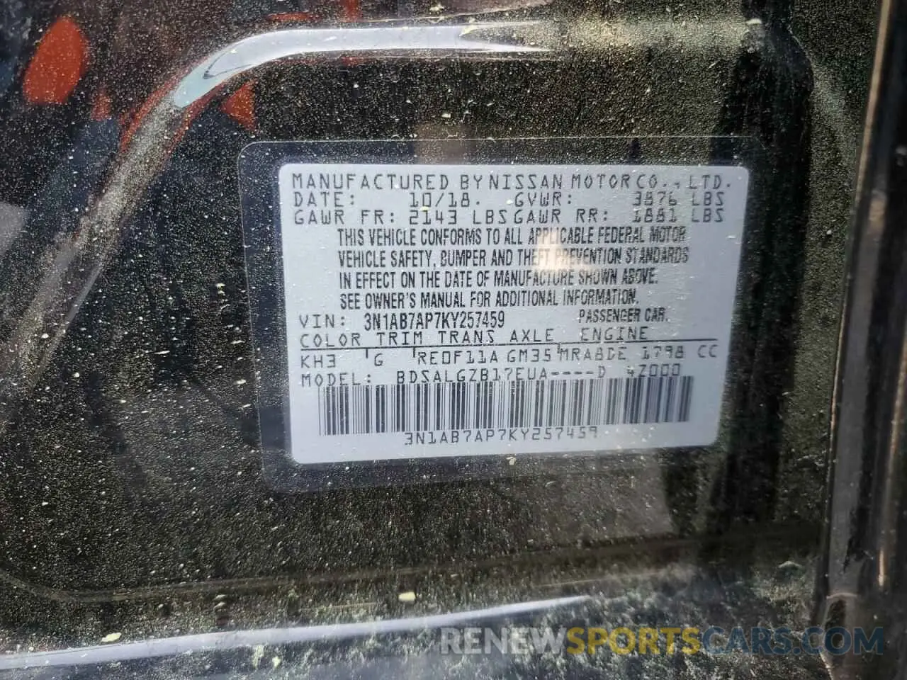 14 Photograph of a damaged car 3N1AB7AP7KY257459 NISSAN SENTRA 2019