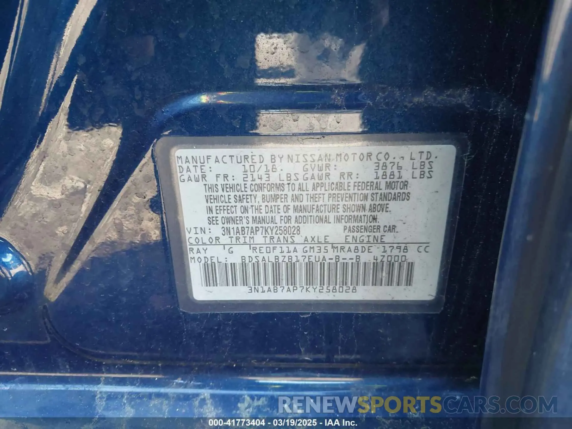 9 Photograph of a damaged car 3N1AB7AP7KY258028 NISSAN SENTRA 2019