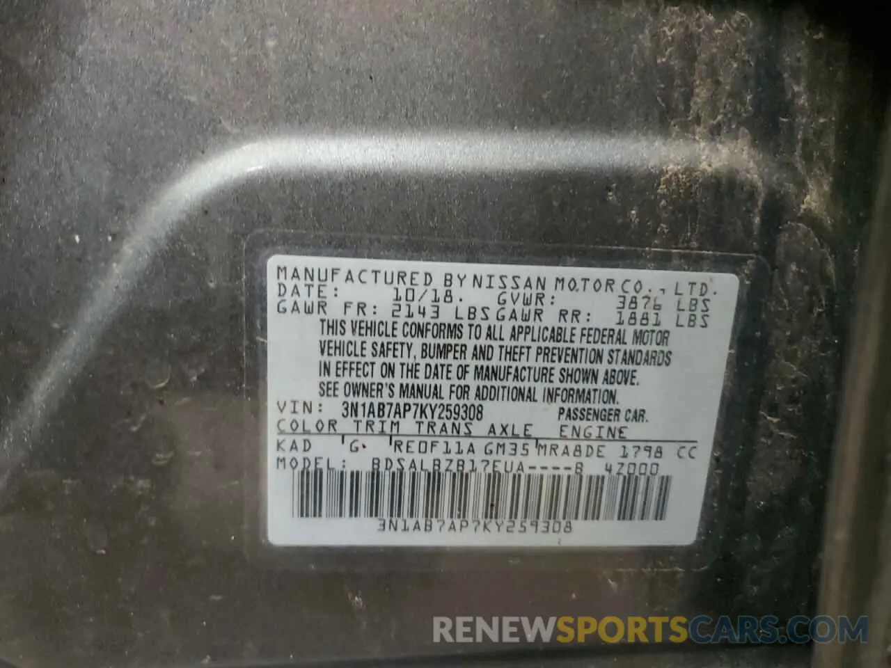 12 Photograph of a damaged car 3N1AB7AP7KY259308 NISSAN SENTRA 2019