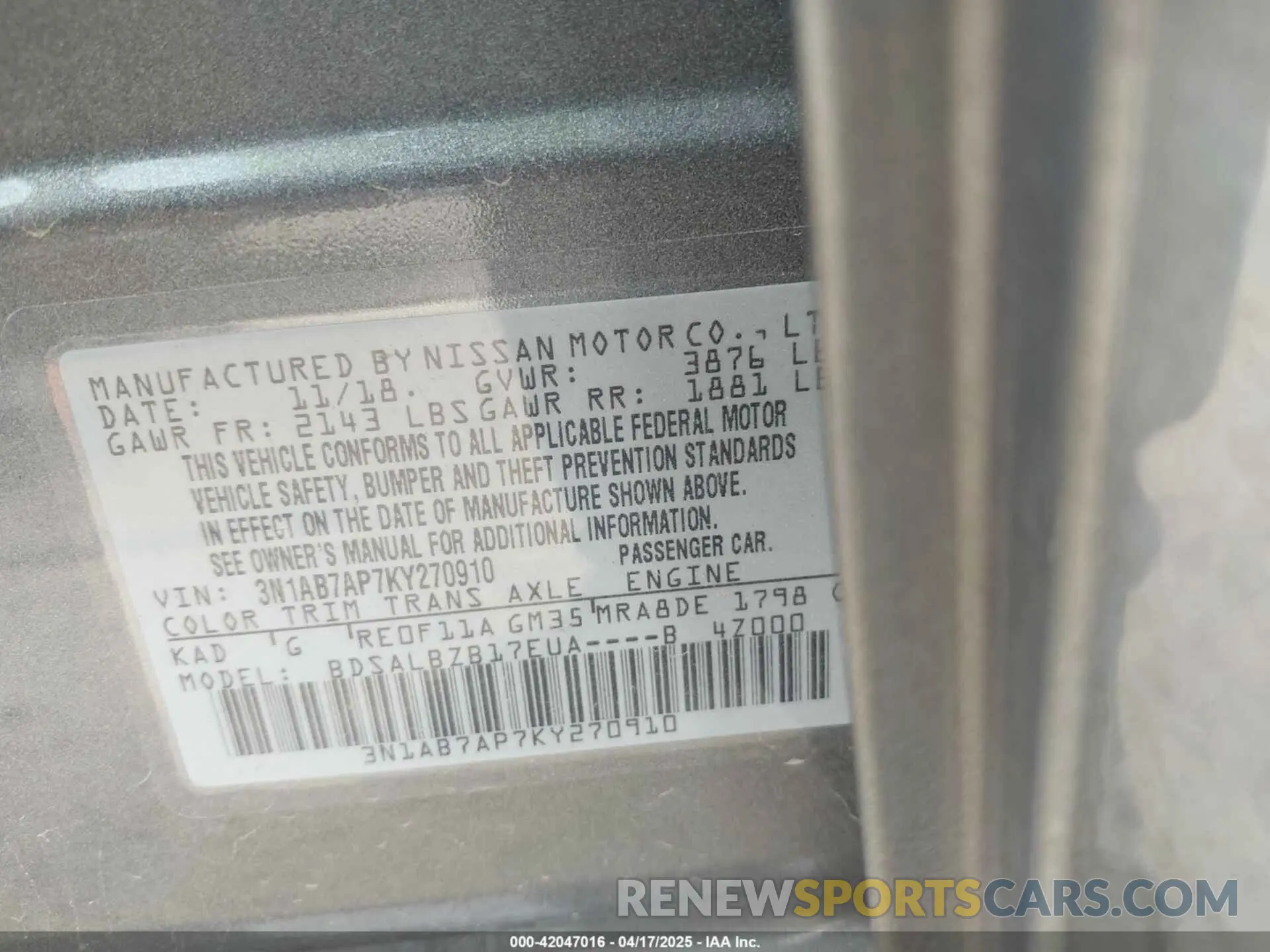 9 Photograph of a damaged car 3N1AB7AP7KY270910 NISSAN SENTRA 2019