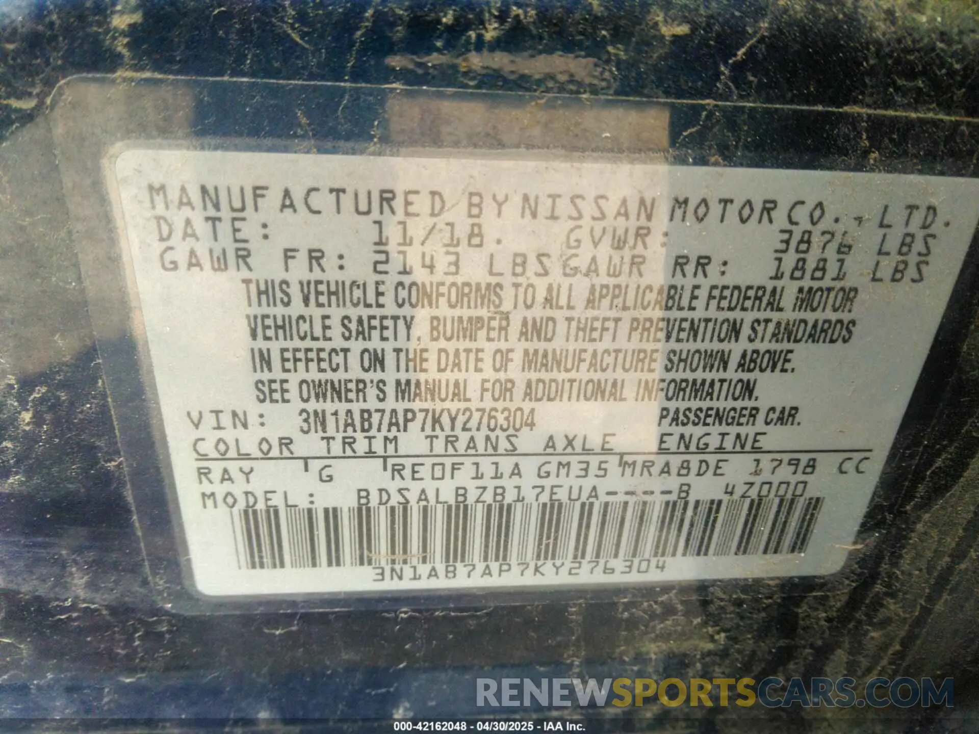 9 Photograph of a damaged car 3N1AB7AP7KY276304 NISSAN SENTRA 2019