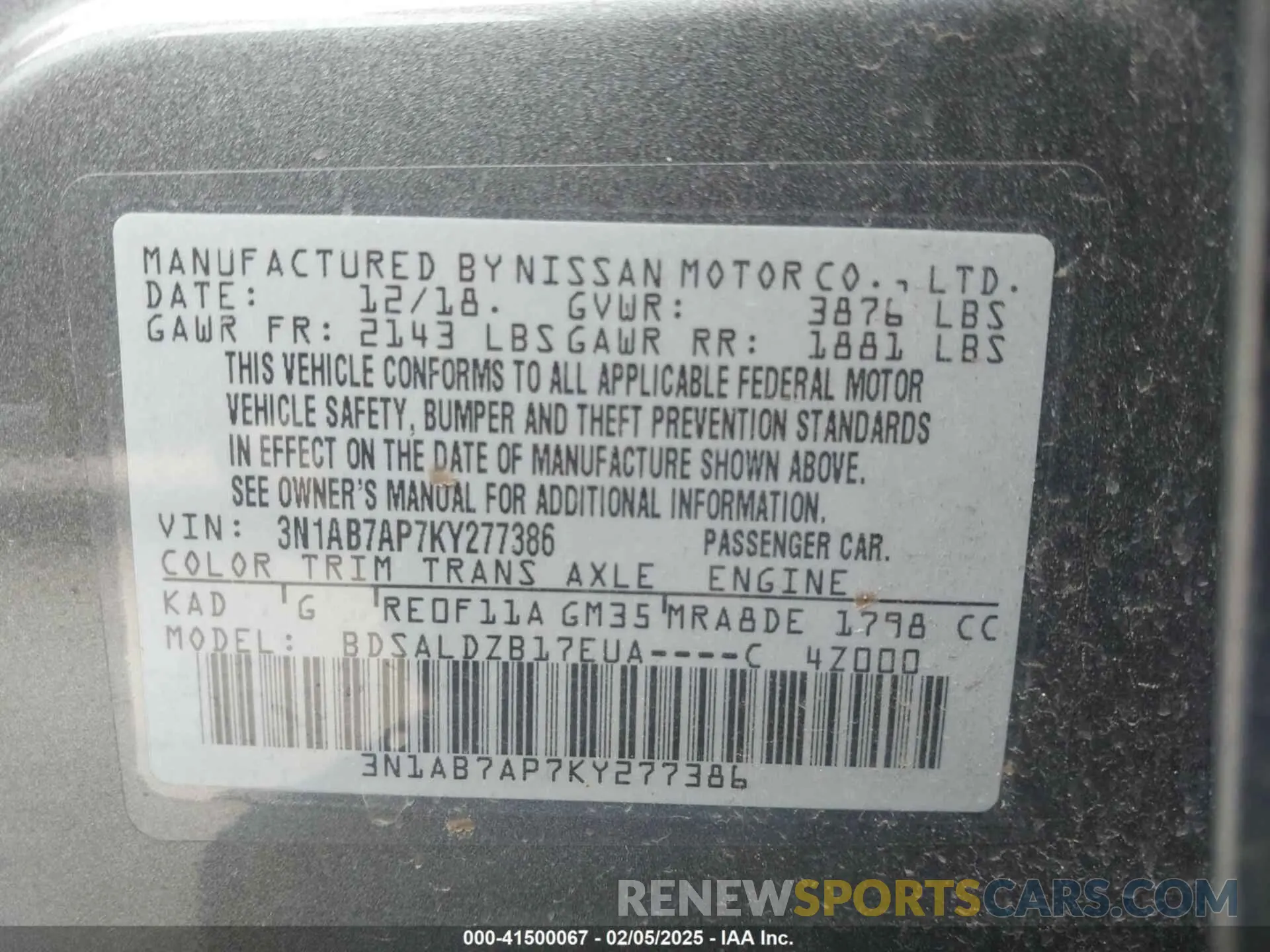 9 Photograph of a damaged car 3N1AB7AP7KY277386 NISSAN SENTRA 2019